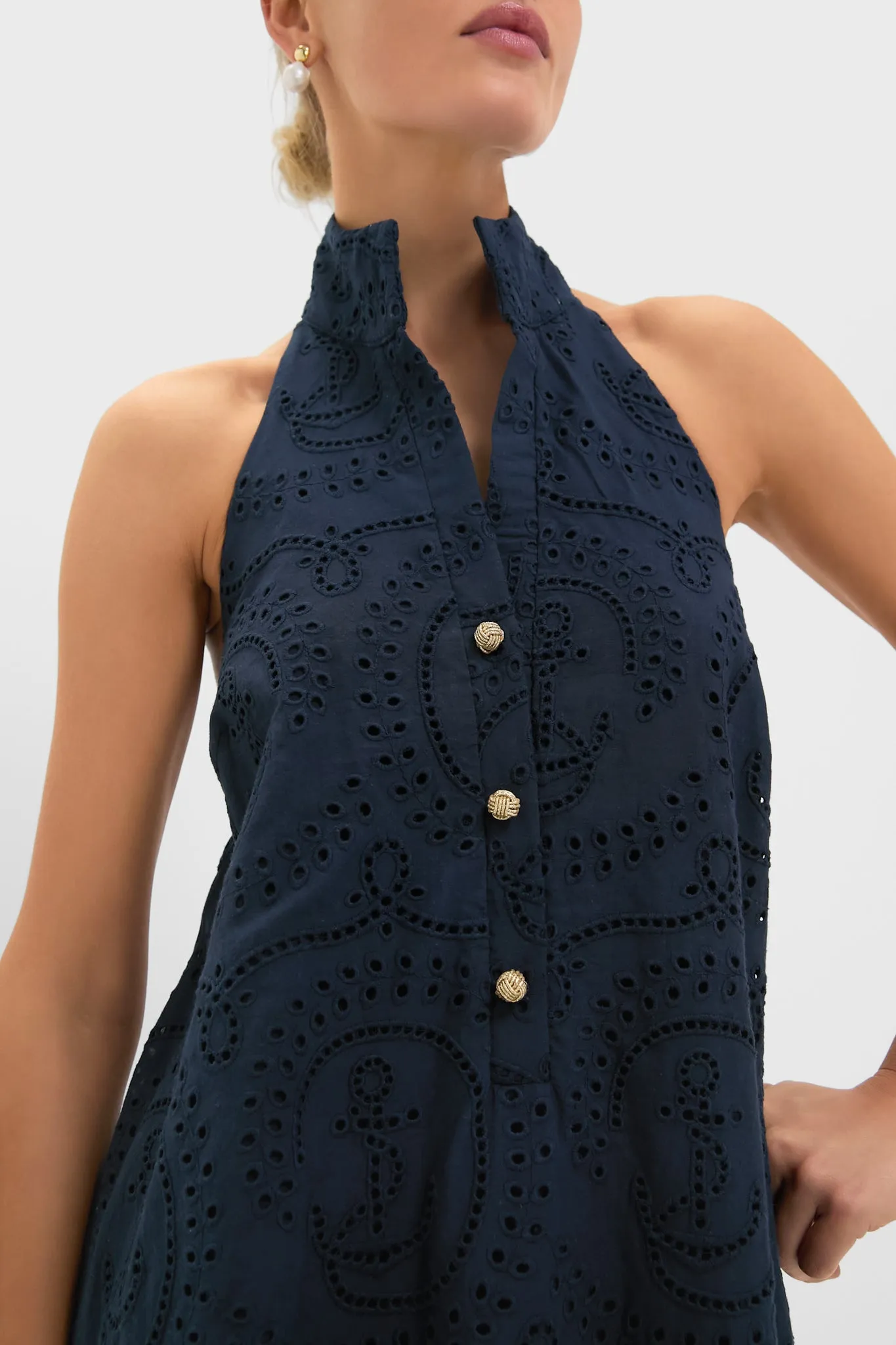 Navy Nautical Eyelet Jagger Dress sold by Tuckernuck product image thumbnail 2