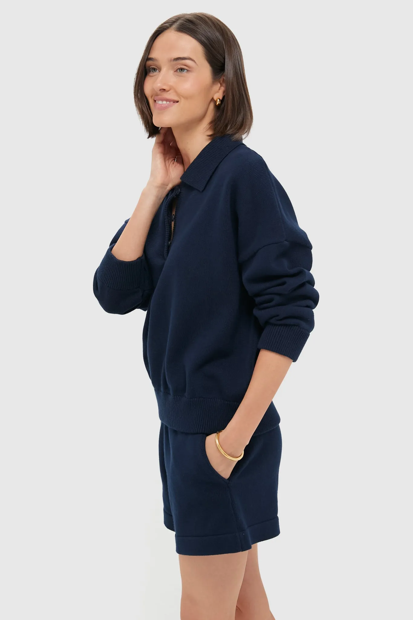 Navy Knit Bode Polo Sweater sold by Tuckernuck product image thumbnail 3