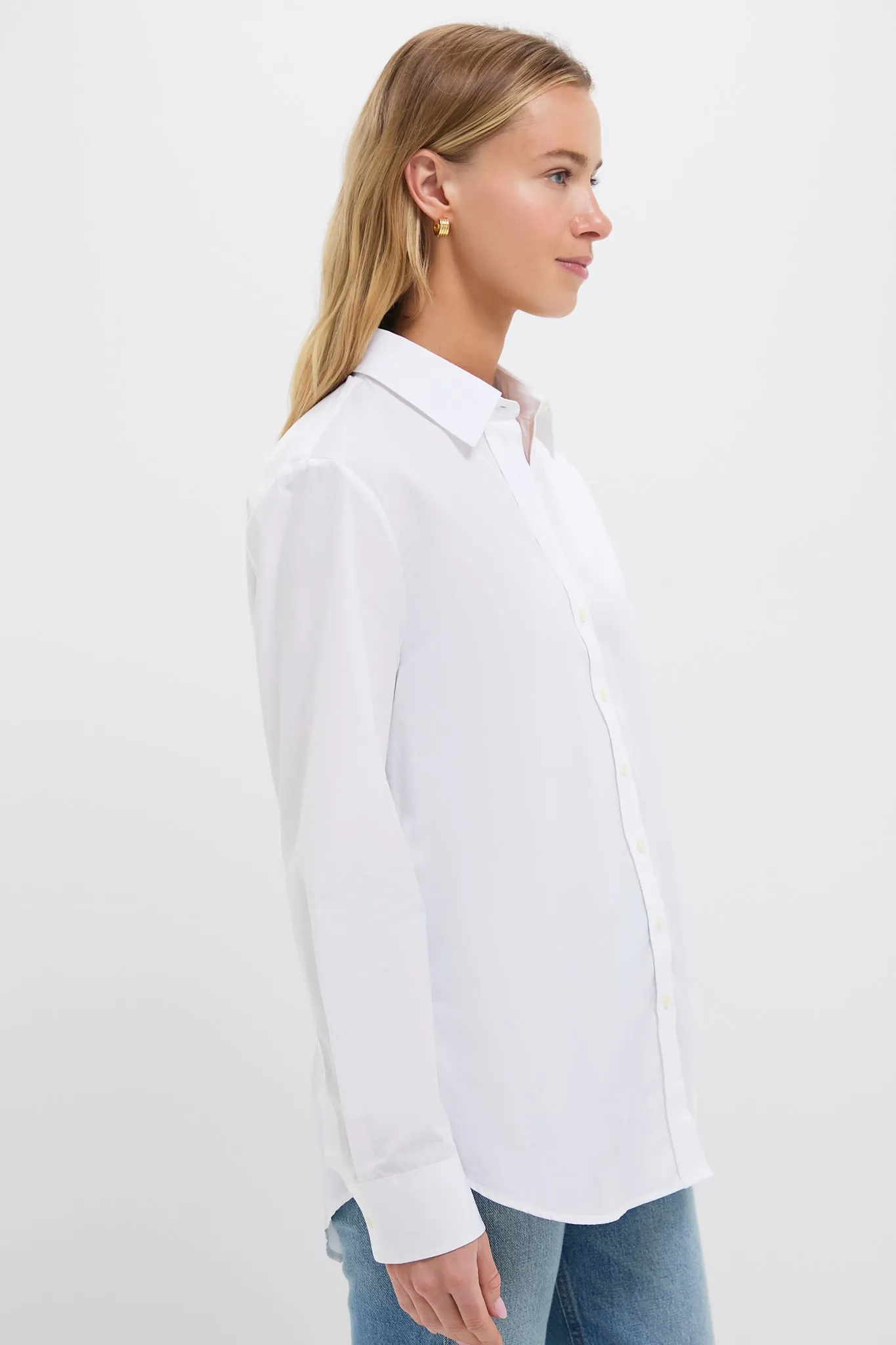 White Poplin Boyfriend Shirt sold by Tuckernuck product image thumbnail 3