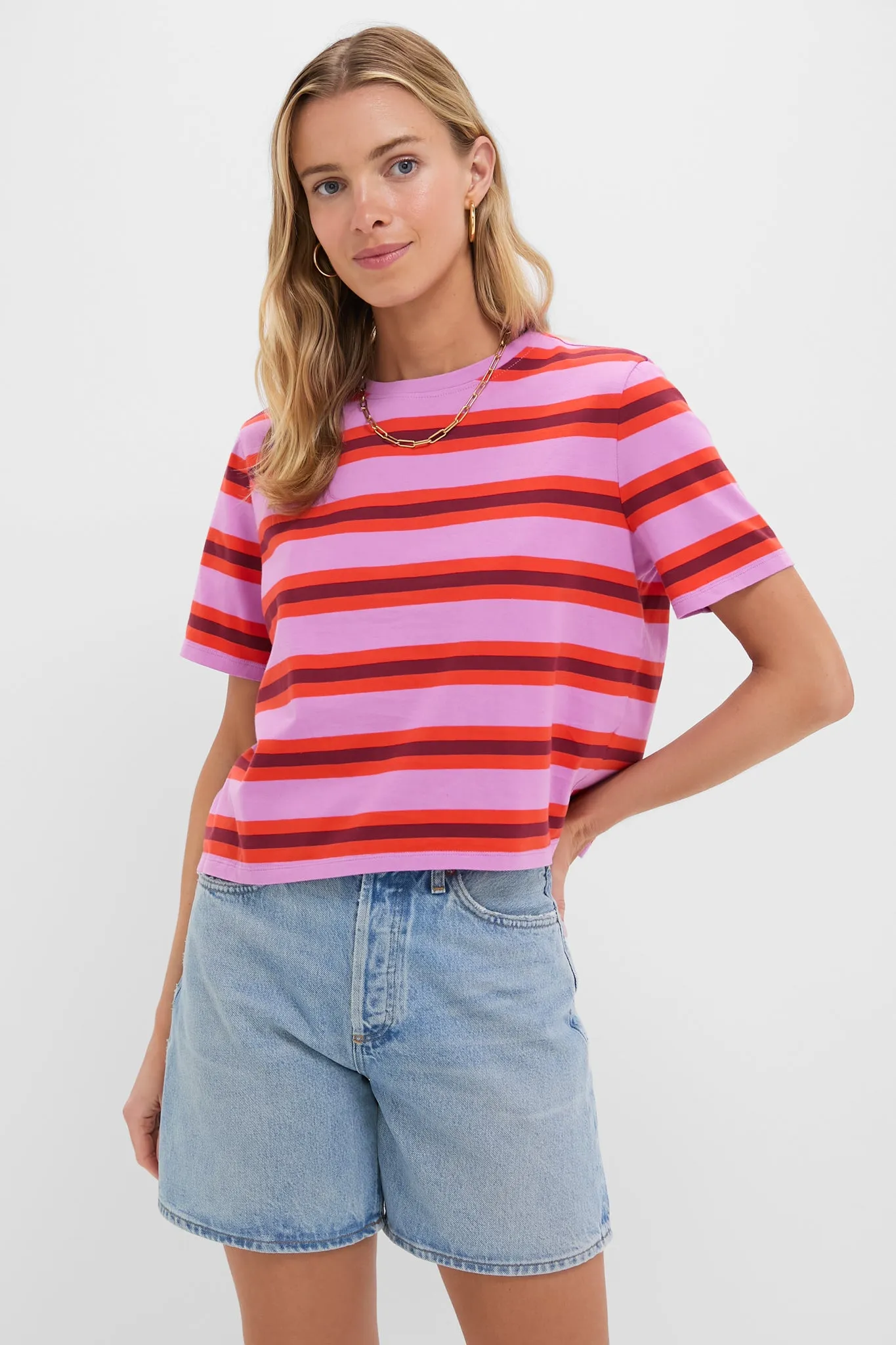 Orchid Poppy Plum Multistripe Brentwood Shirt sold by Tuckernuck