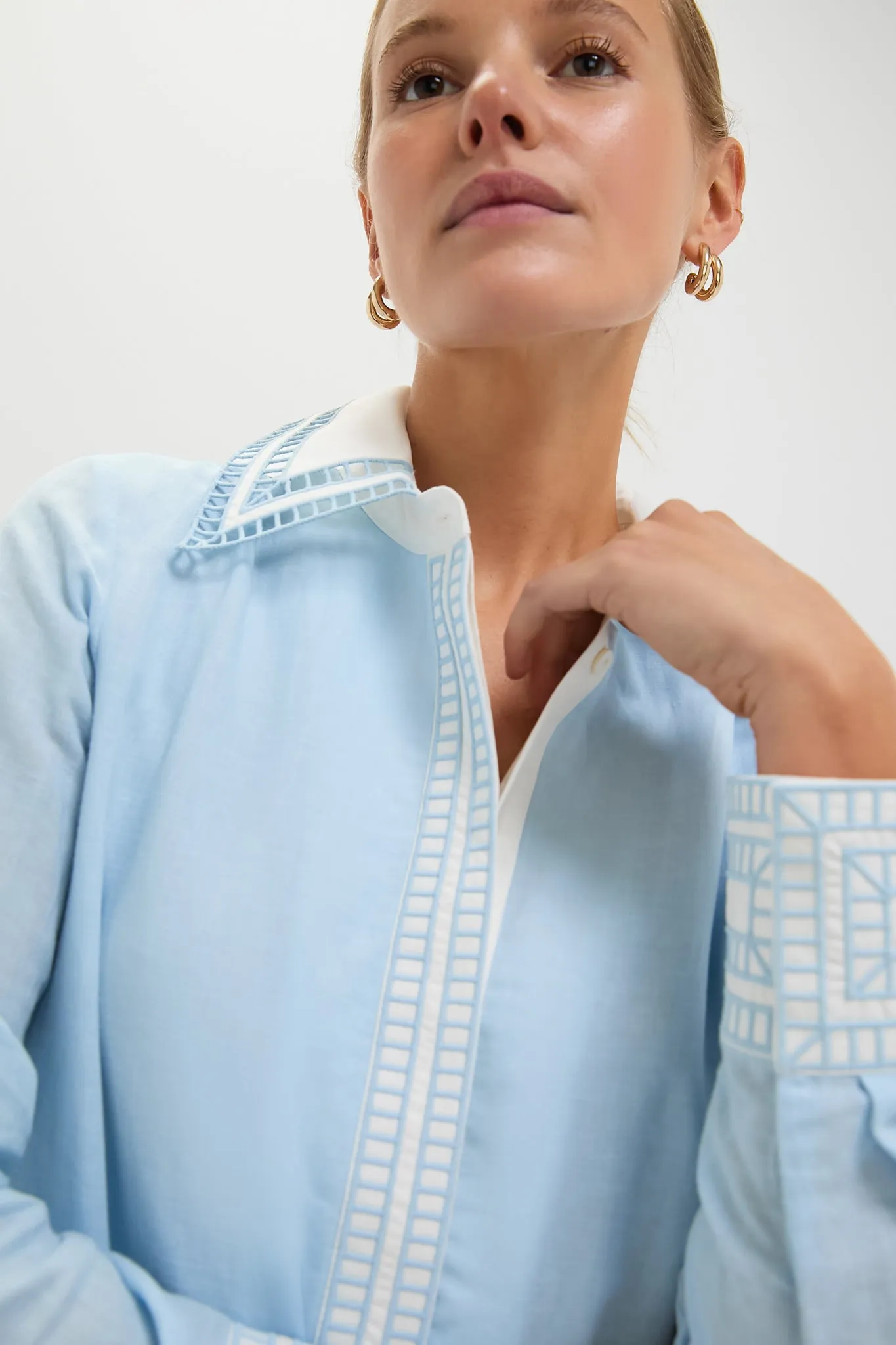 Light Blue Embroidered Collared Tate Dress sold by Tuckernuck product image thumbnail 5