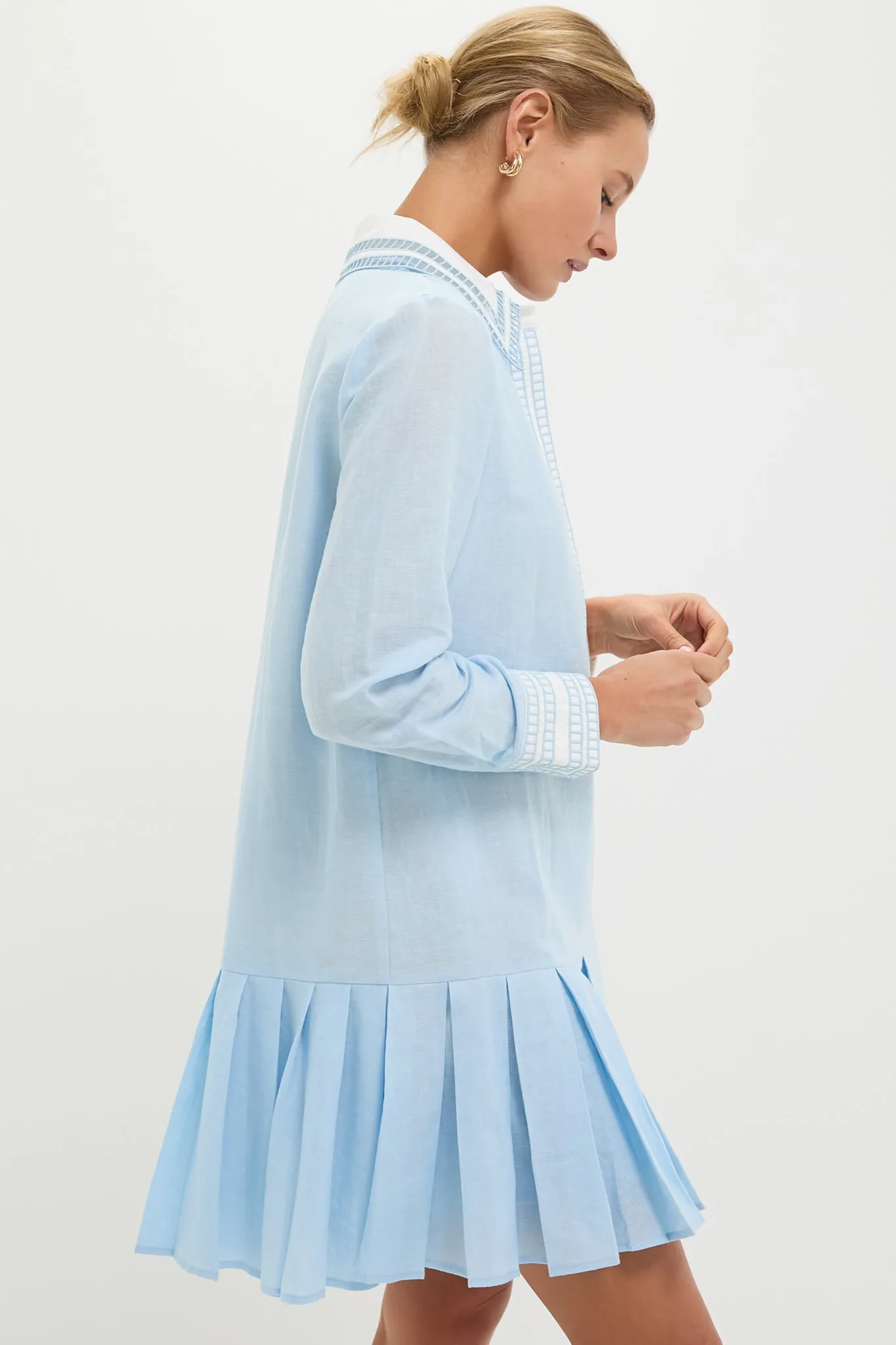 Light Blue Embroidered Collared Tate Dress sold by Tuckernuck product image thumbnail 3