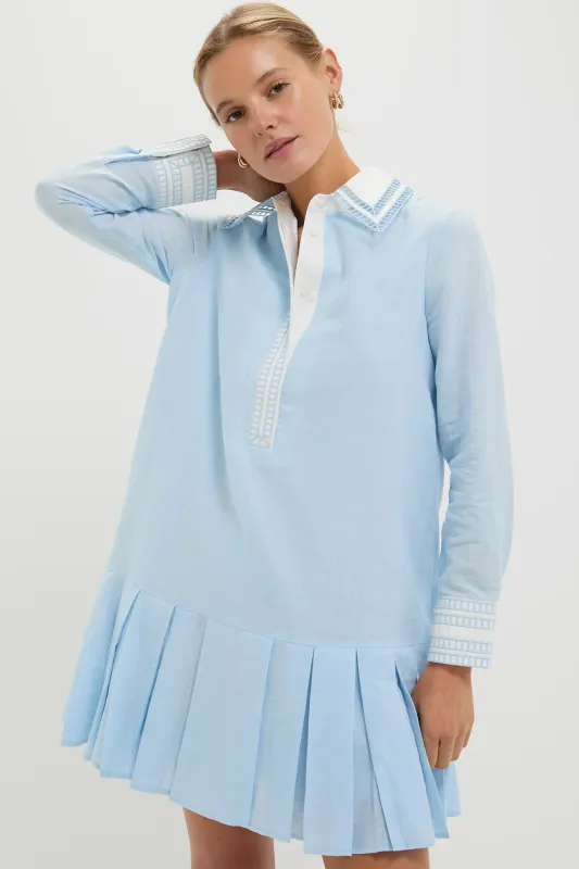 Light Blue Embroidered Collared Tate Dress sold by Tuckernuck