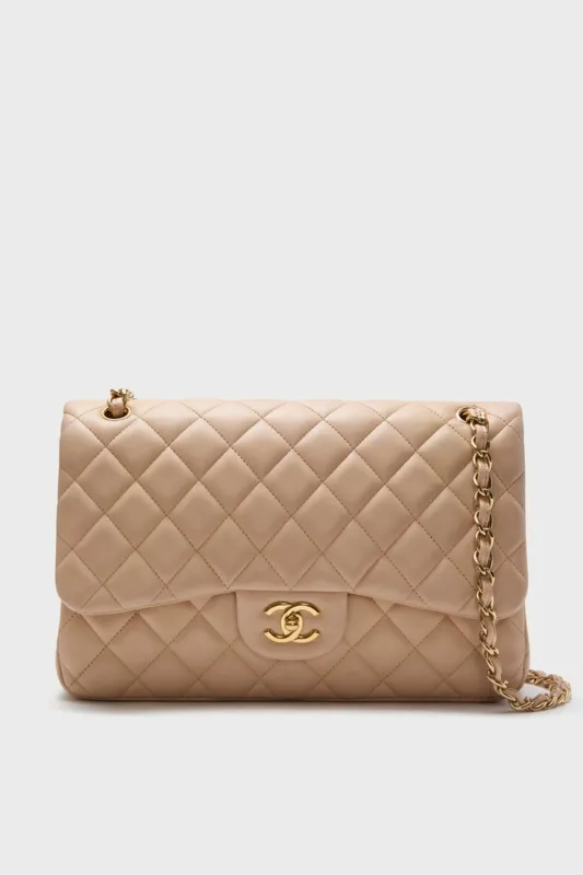 CHANEL Beige Classic Jumbo Flap Bag sold by Tuckernuck