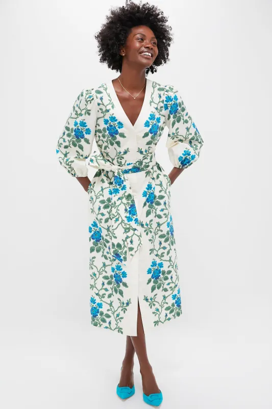 Cerulean Vine Cotton Poplin Lachlan Dress sold by Tuckernuck