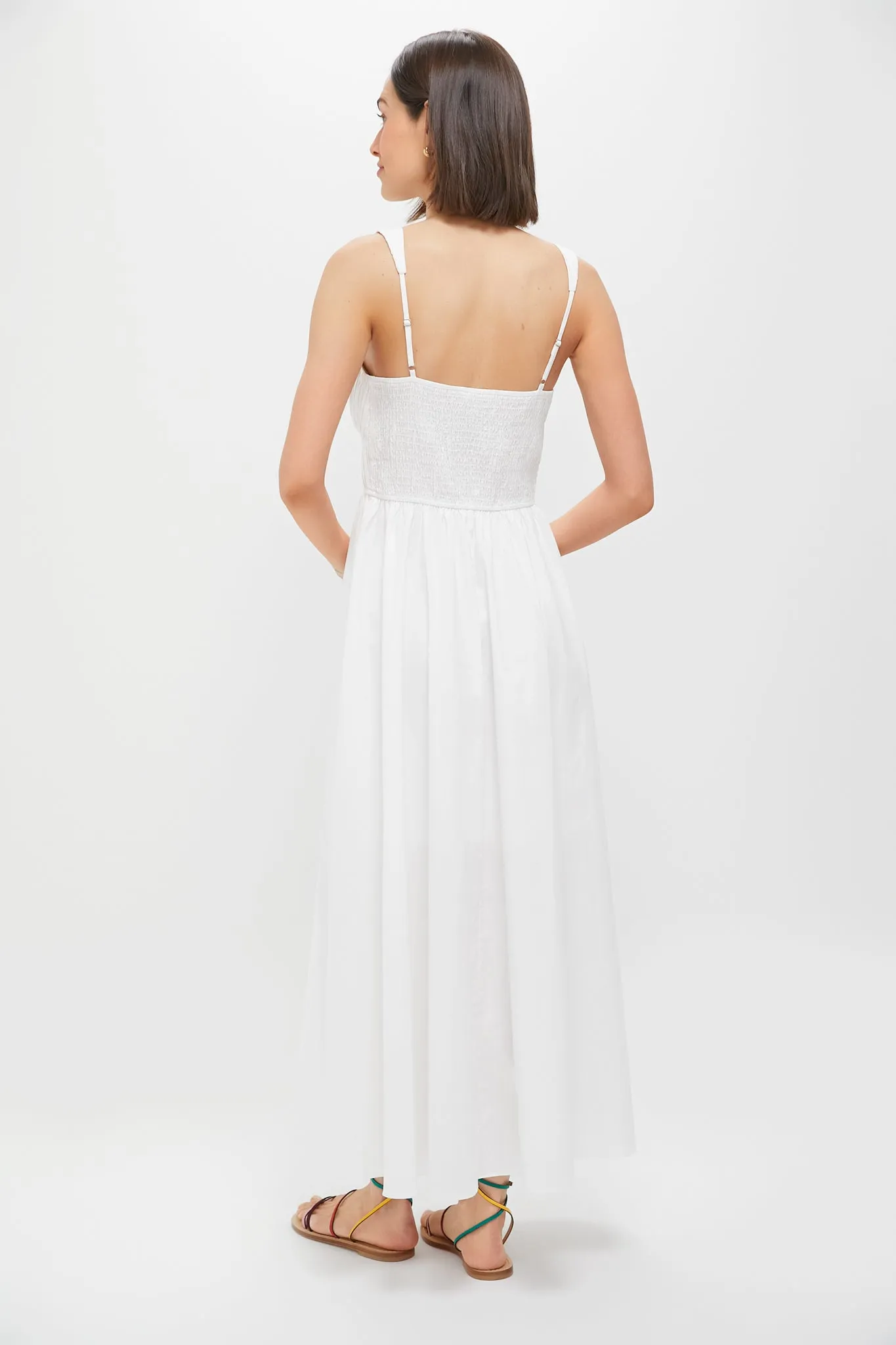 White V-Neck Pleated Midi Dress sold by Tuckernuck product image thumbnail 4