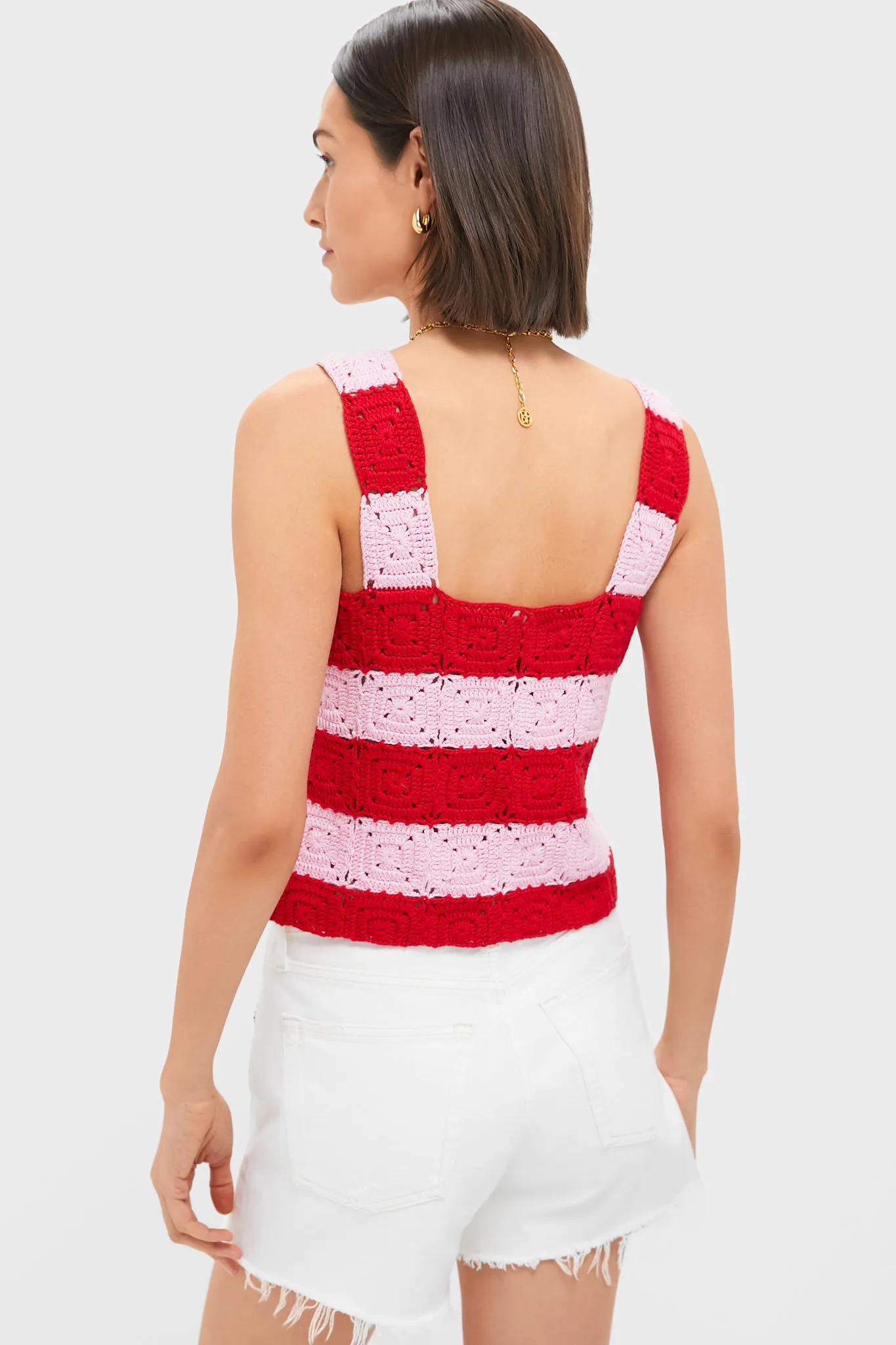 Pink & Red Crochet Cooper Tank sold by Tuckernuck product image thumbnail 4