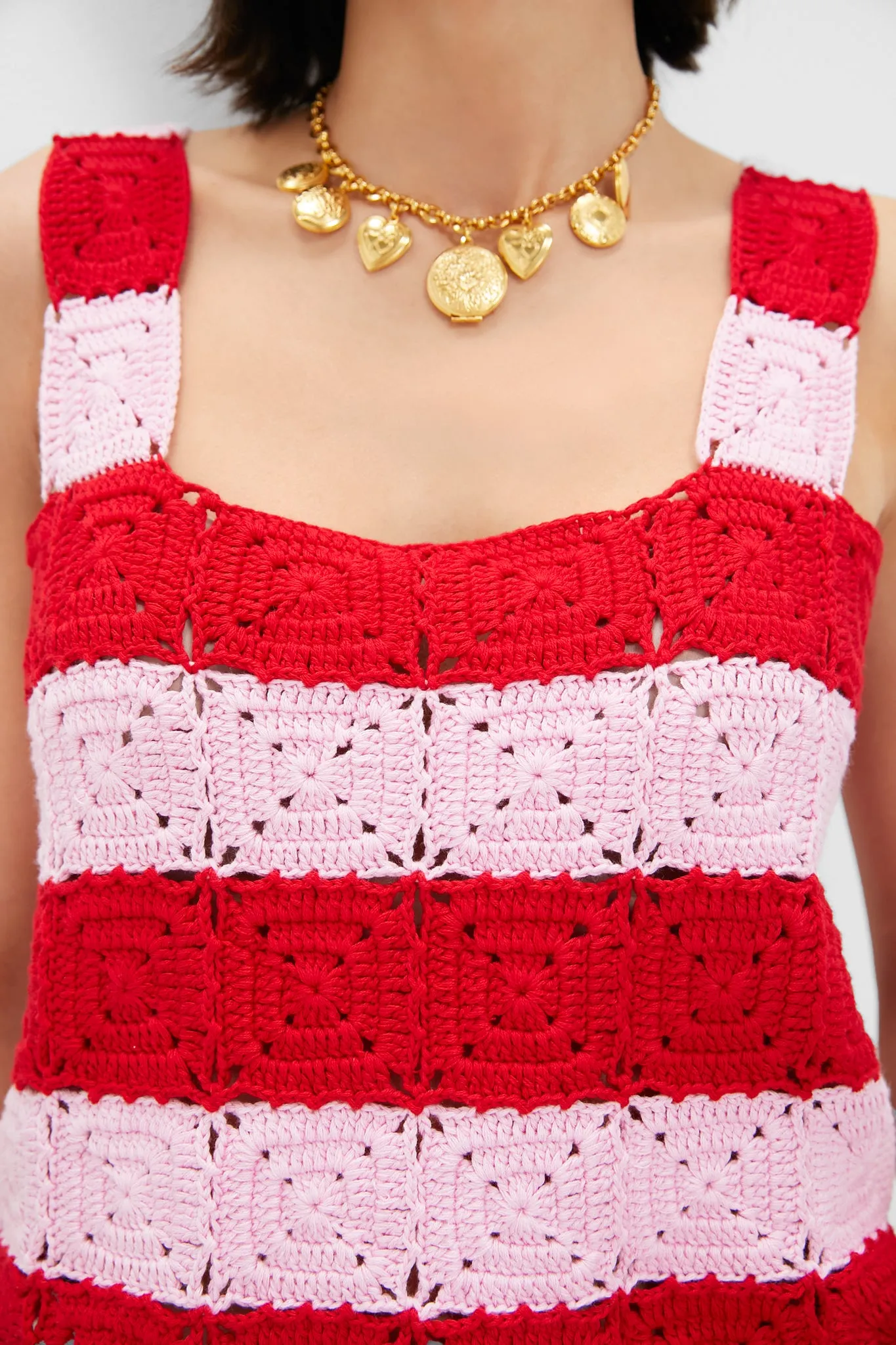 Pink & Red Crochet Cooper Tank sold by Tuckernuck product image thumbnail 5