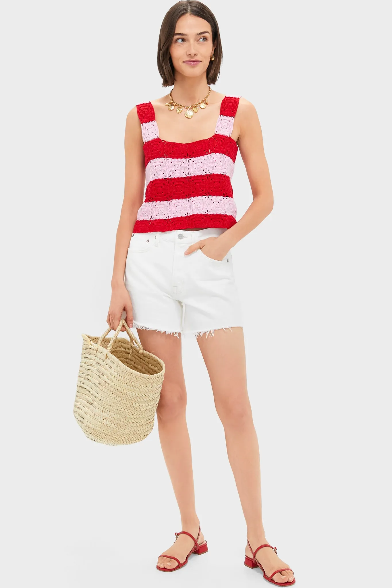 Pink & Red Crochet Cooper Tank sold by Tuckernuck product image thumbnail 2