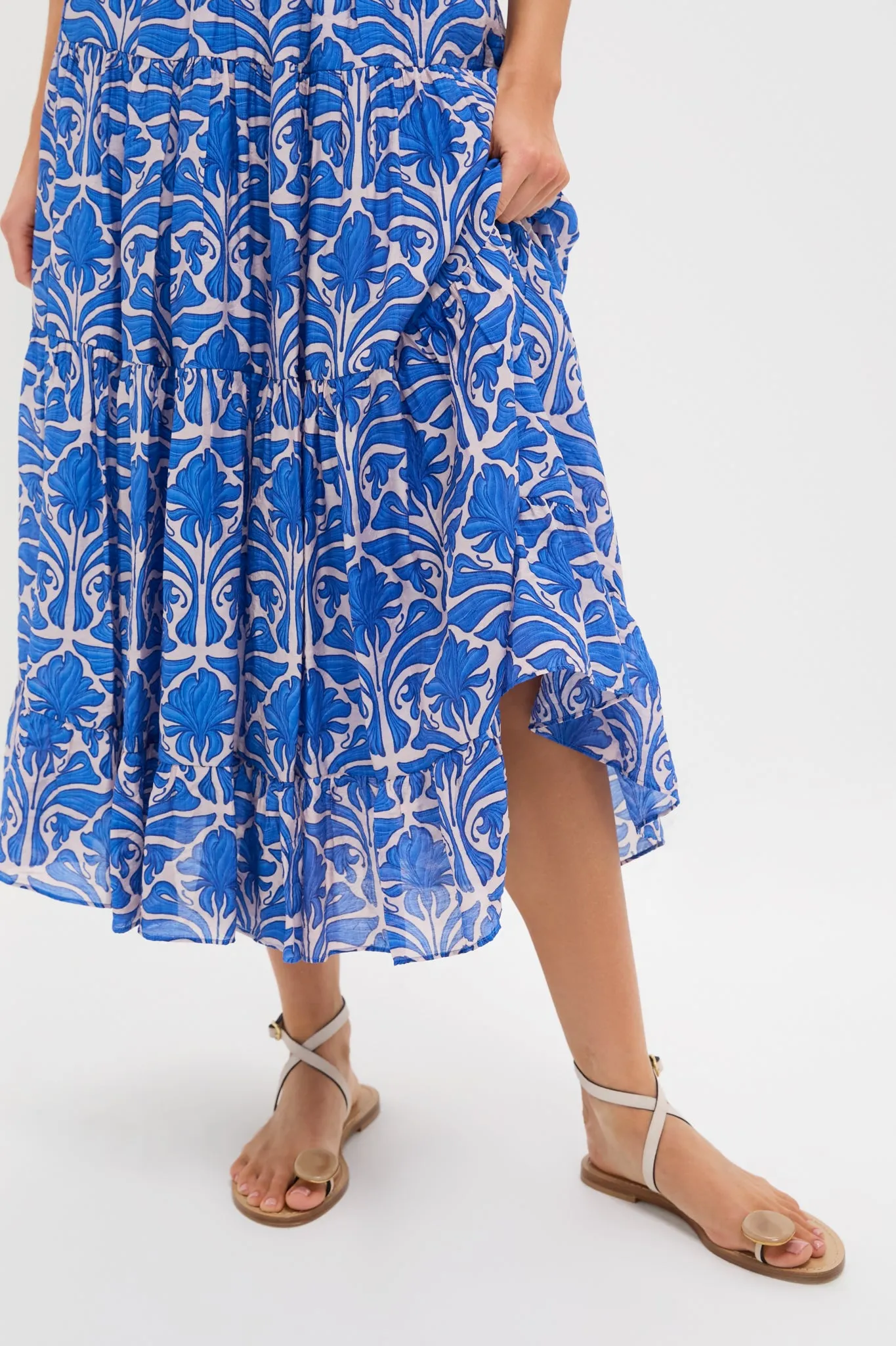 Blue Geometric Floral Porto Midi Skirt sold by Tuckernuck product image thumbnail 5