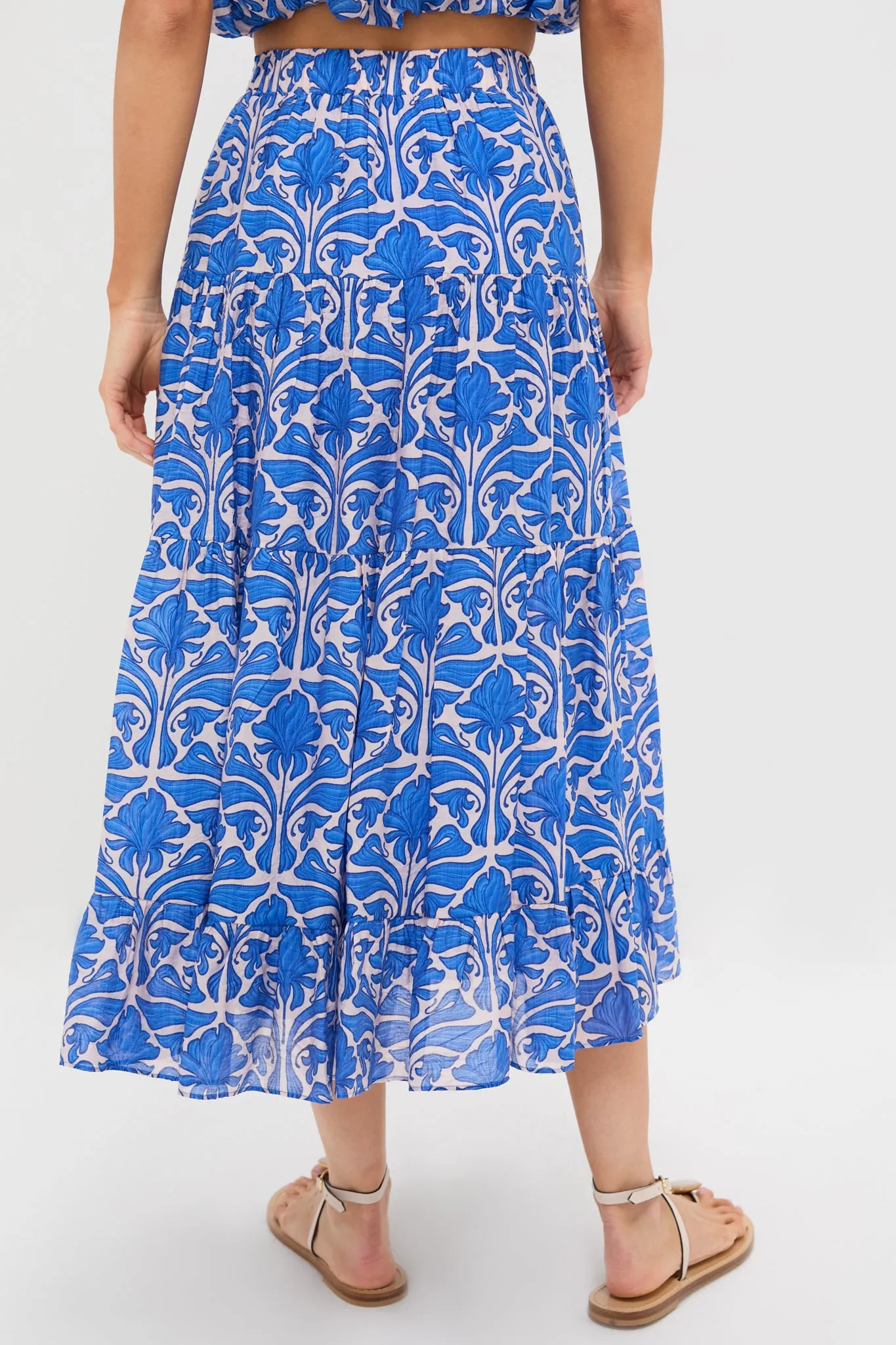Blue Geometric Floral Porto Midi Skirt sold by Tuckernuck product image thumbnail 4