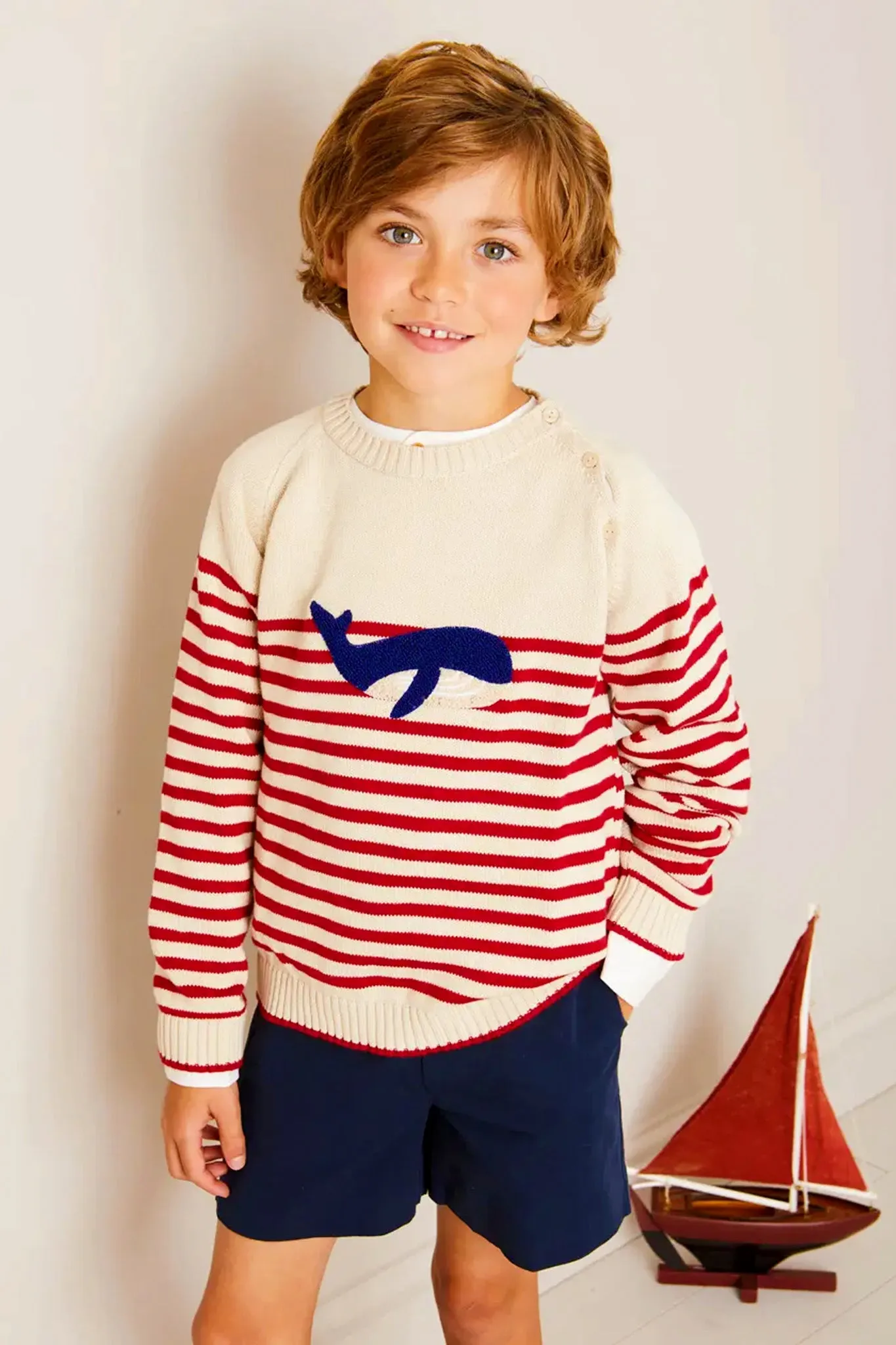 Whale Intarsia Striped Jumper in Red sold by Tuckernuck product image thumbnail 2