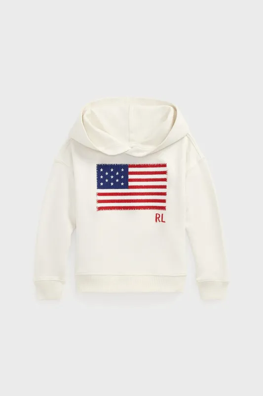 Long Sleeve Cotton Loop Back Terry Flag Embroidered Hoodie sold by Tuckernuck