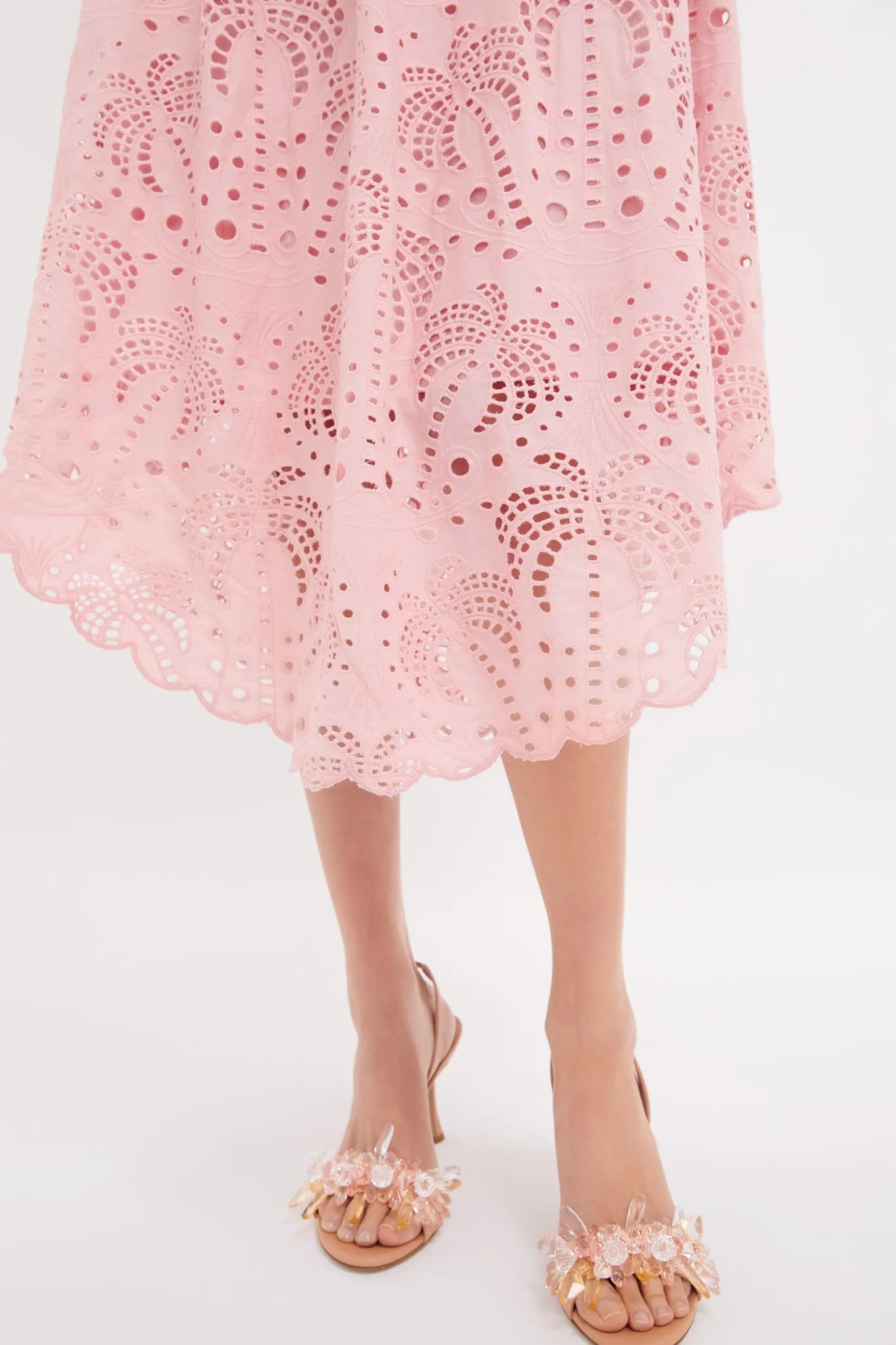 Palm Tree Eyelet Blush Pink Sleeveless Midi Dress sold by Tuckernuck product image thumbnail 5