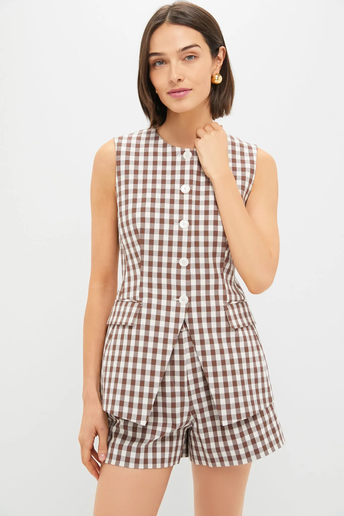 Light Chicory and Dove Lois Vest sold by Tuckernuck