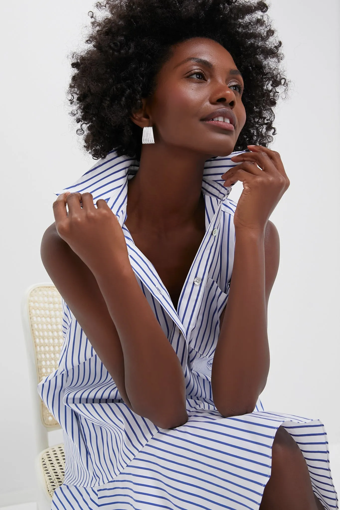 Blue Stripe Sleeveless Callahan Shirt Dress sold by Tuckernuck product image thumbnail 5