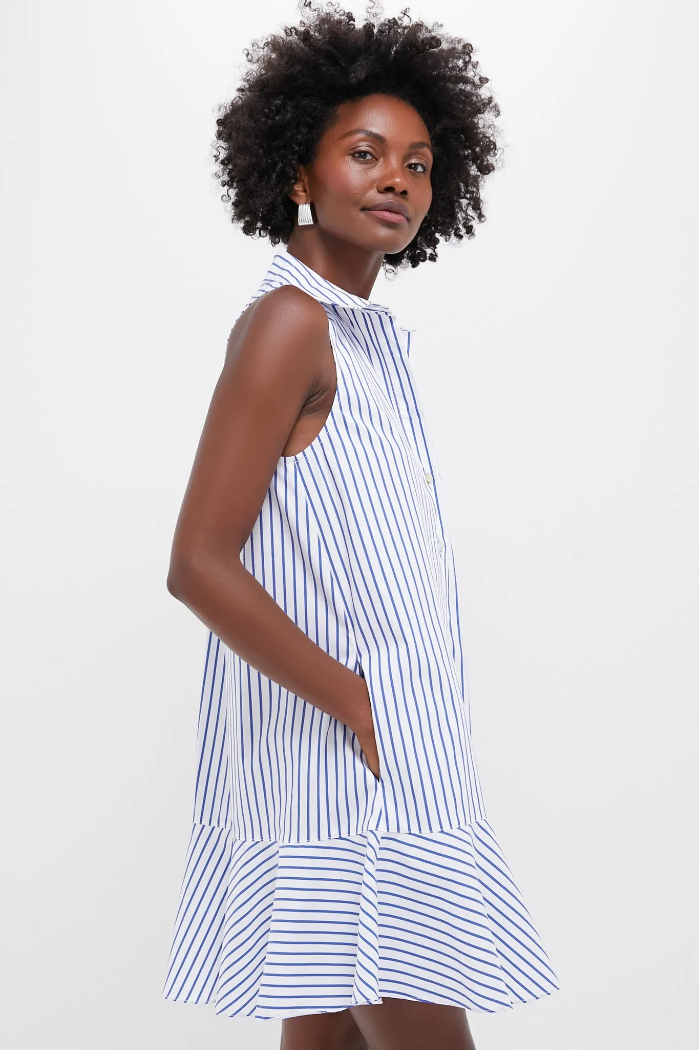 Blue Stripe Sleeveless Callahan Shirt Dress sold by Tuckernuck product image thumbnail 3