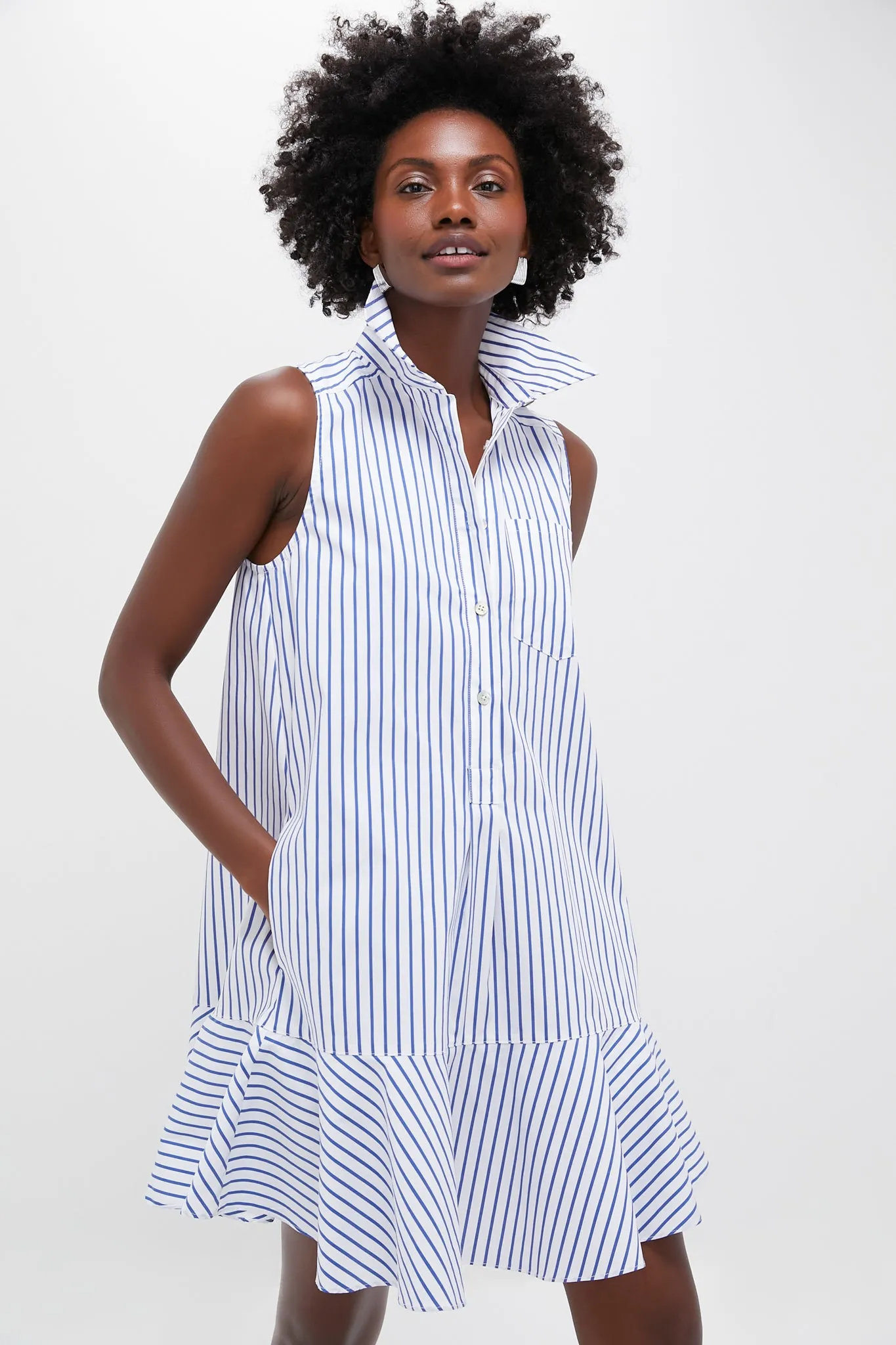 Blue Stripe Sleeveless Callahan Shirt Dress sold by Tuckernuck