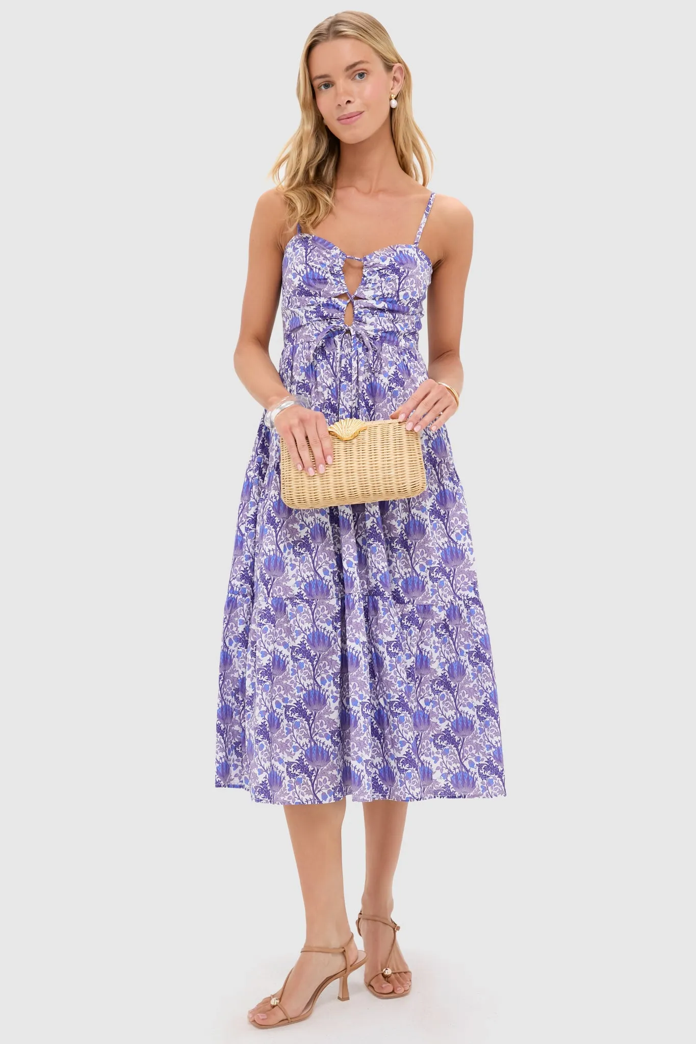 Purple Multi Floral Corinne Cut-Out Midi Dress sold by Tuckernuck product image thumbnail 2