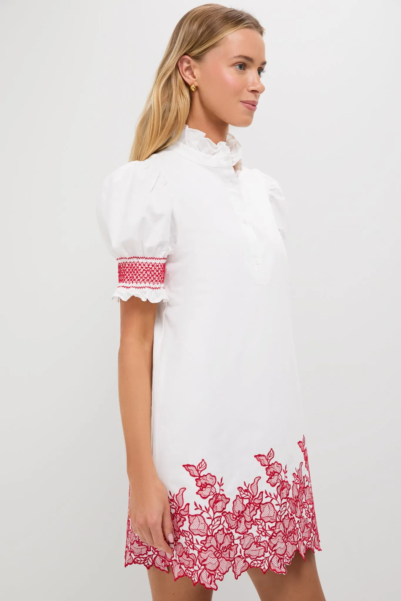 White & Red Embroidery Eliza Mini Dress sold by Tuckernuck product image thumbnail 3