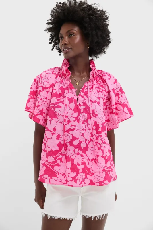 Pink Textured Floral Thea Blouse sold by Tuckernuck