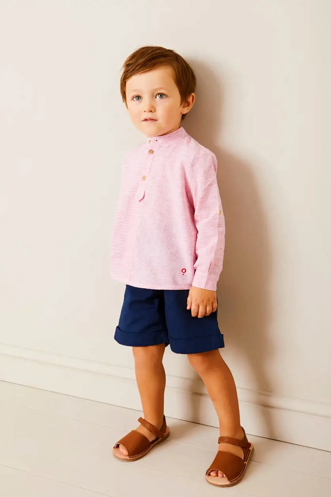 Lawrence Striped Mao Collar Long Sleeve Shirt in Red sold by Tuckernuck product image thumbnail 2