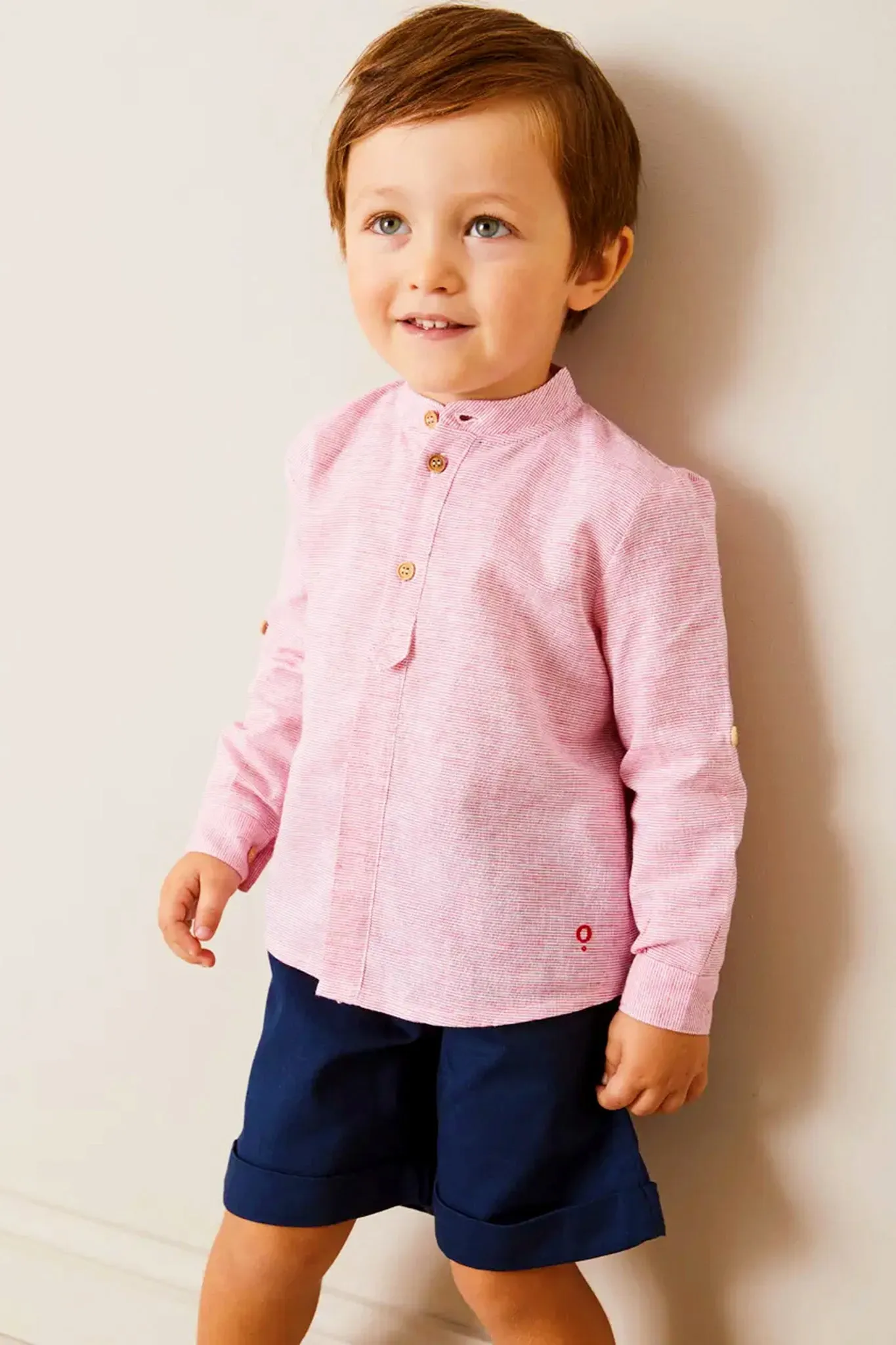 Lawrence Striped Mao Collar Long Sleeve Shirt in Red sold by Tuckernuck product image thumbnail 4