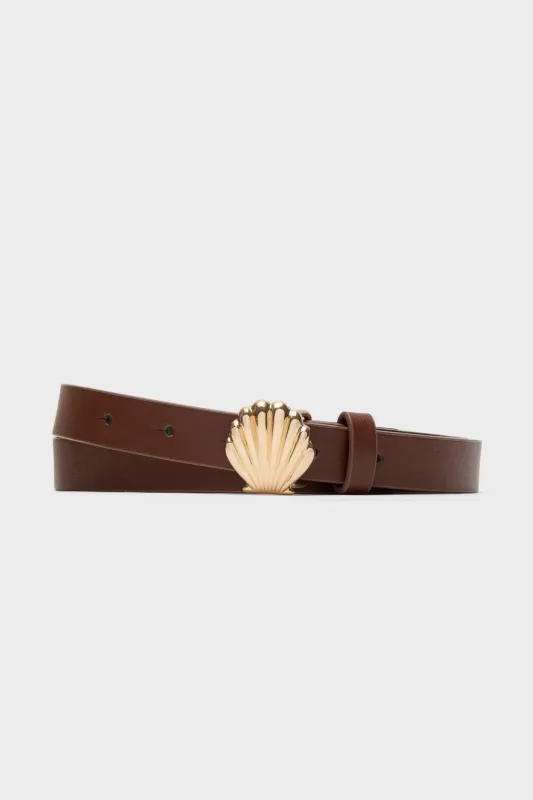 Brown and Gold Shell Buckle Belt sold by Tuckernuck