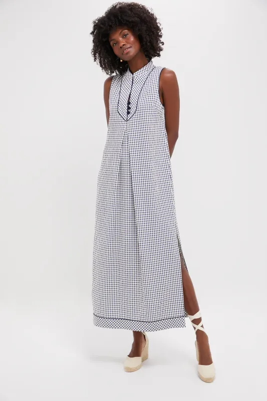 Navy Gingham Seersucker Haines Dress made by Tuckernuck