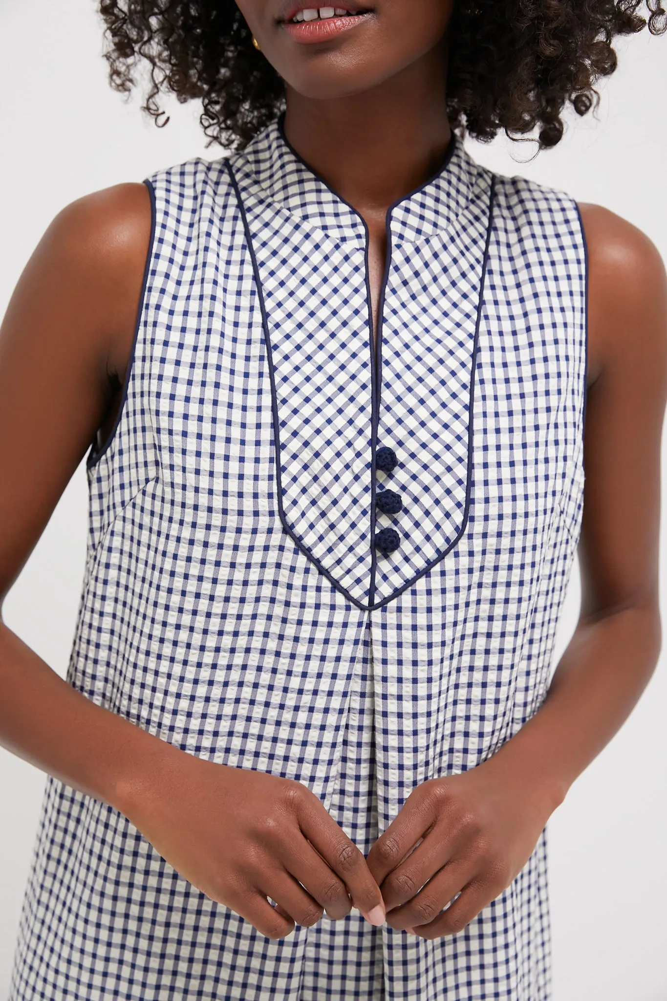 Navy Gingham Seersucker Haines Dress sold by Tuckernuck product image thumbnail 5