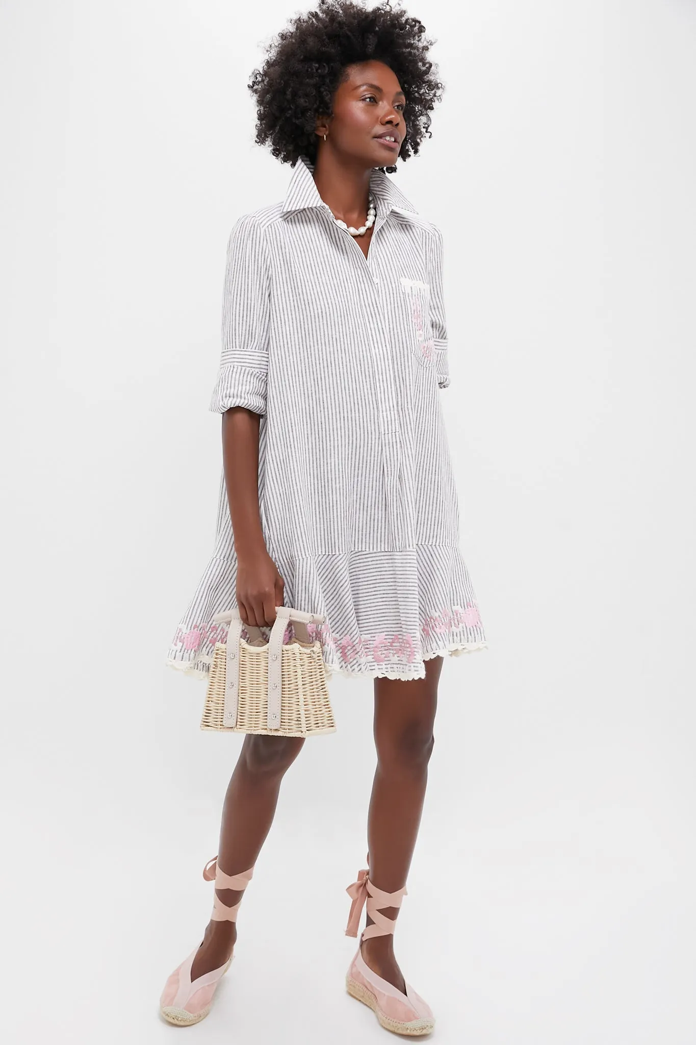 Tan Stripe Embroidered Floral Callahan Shirt Dress sold by Tuckernuck product image thumbnail 2