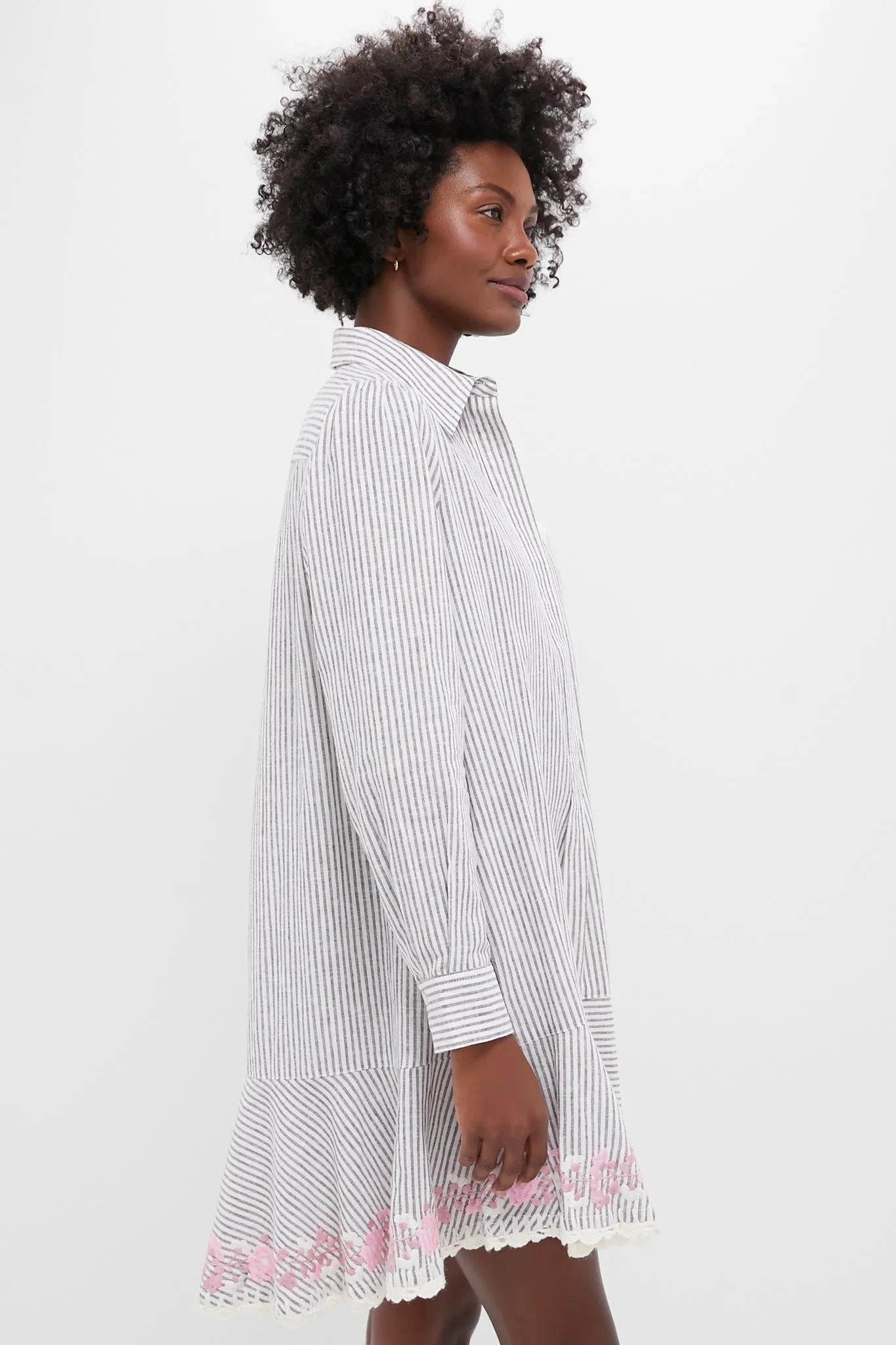 Tan Stripe Embroidered Floral Callahan Shirt Dress sold by Tuckernuck product image thumbnail 3