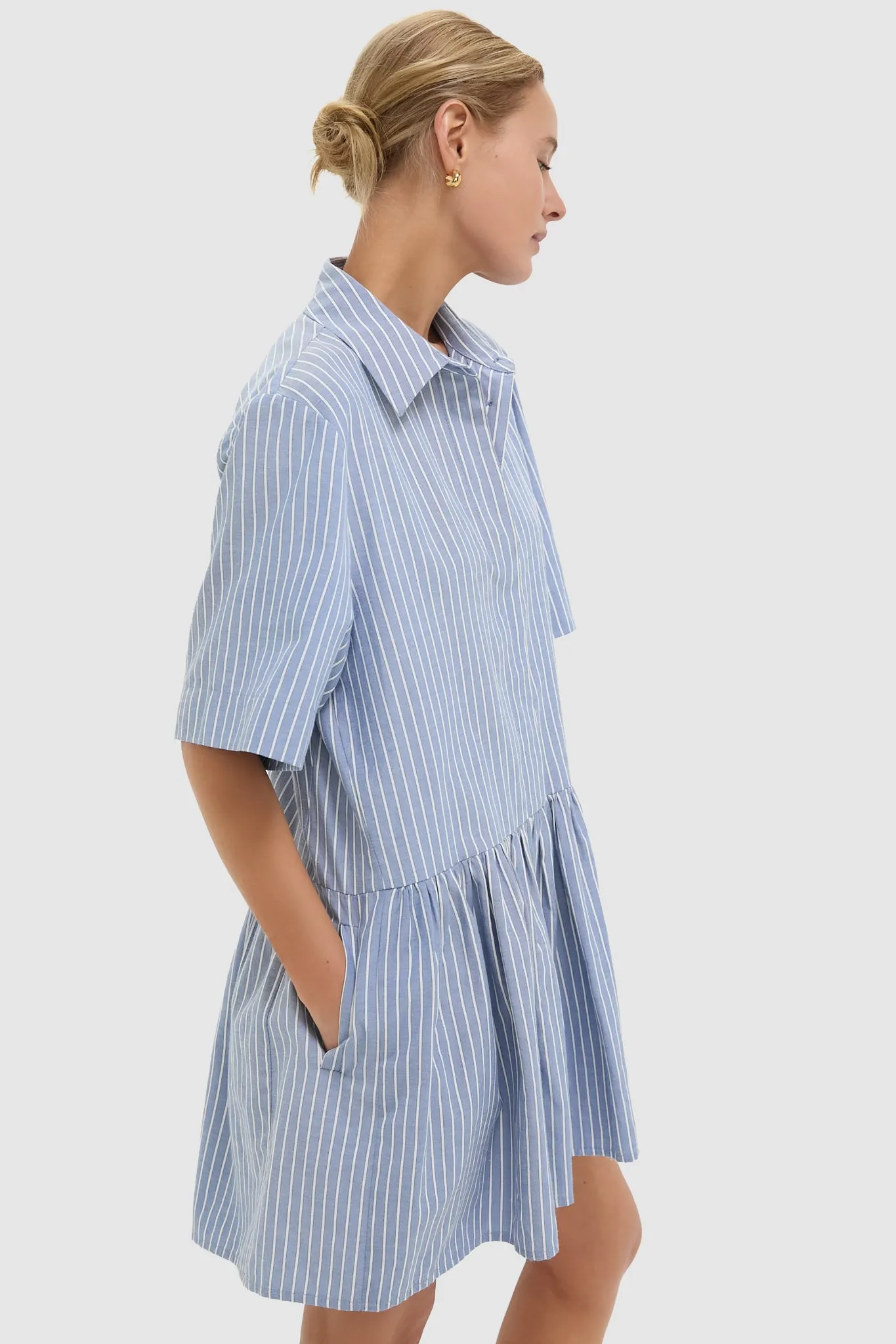 Blue Stripe Piper Shirt Dress sold by Tuckernuck product image thumbnail 3