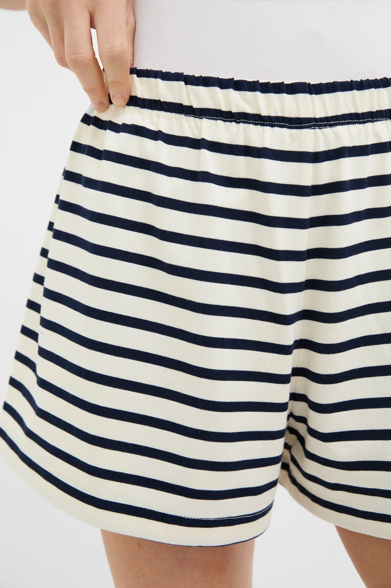 Navy and Ivory Stripe Knit Olympia Short sold by Tuckernuck product image thumbnail 5