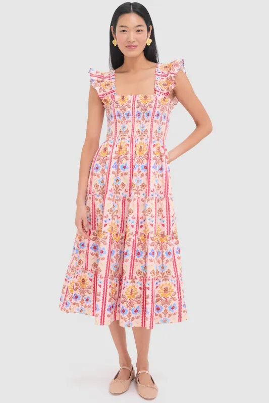 Pink Multi Floral Block Stripe Ellie Nap Dress sold by Tuckernuck