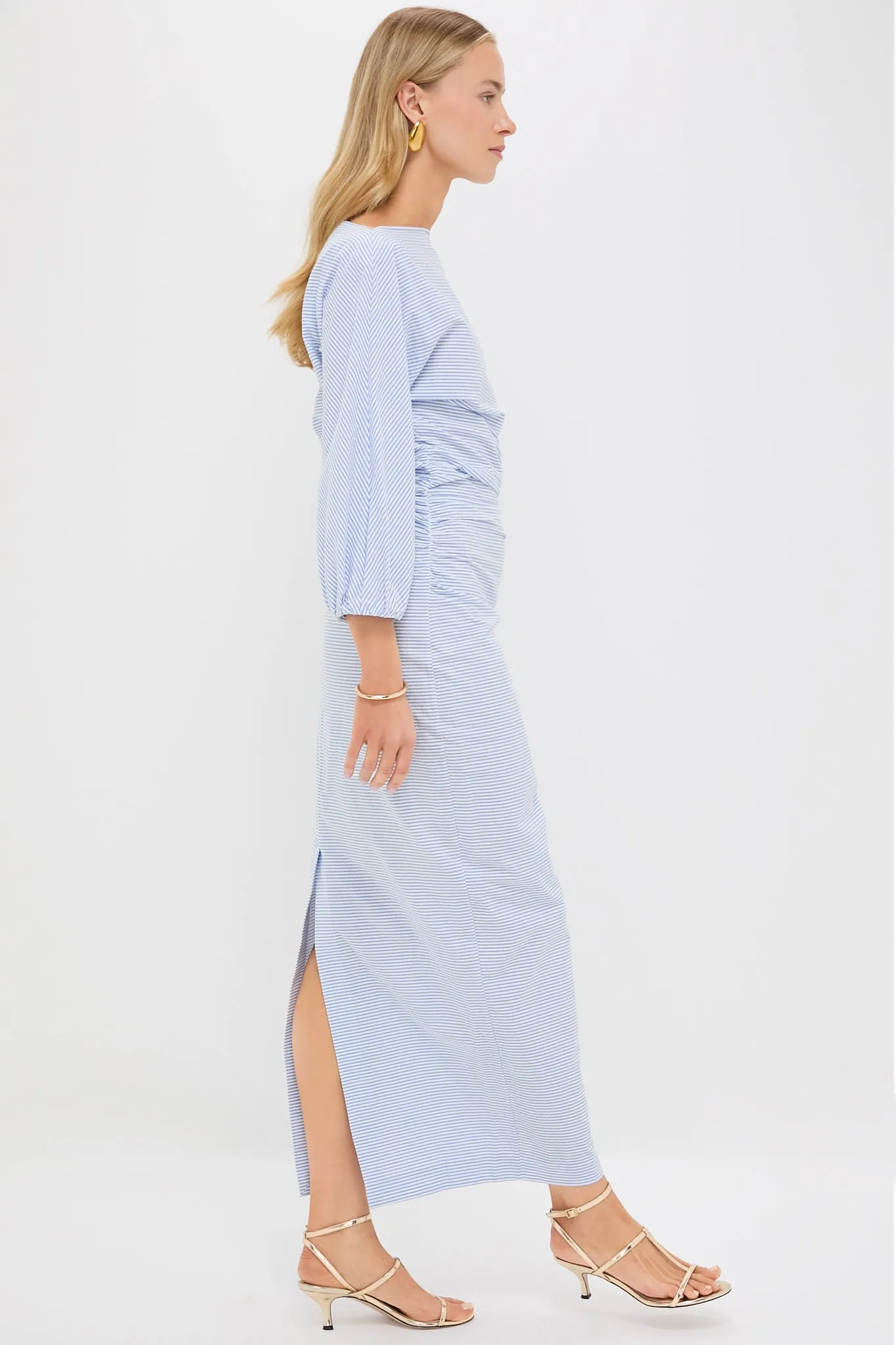 Blue and Ivory Seersucker Ezra Dress sold by Tuckernuck product image thumbnail 4