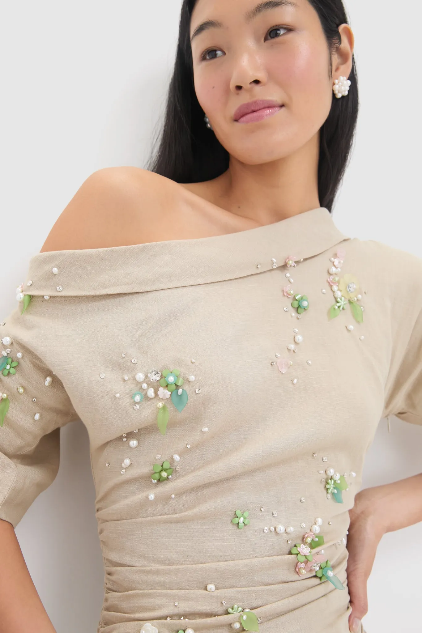 Beige with Jewel Embroidery Bowery Dress sold by Tuckernuck product image thumbnail 5