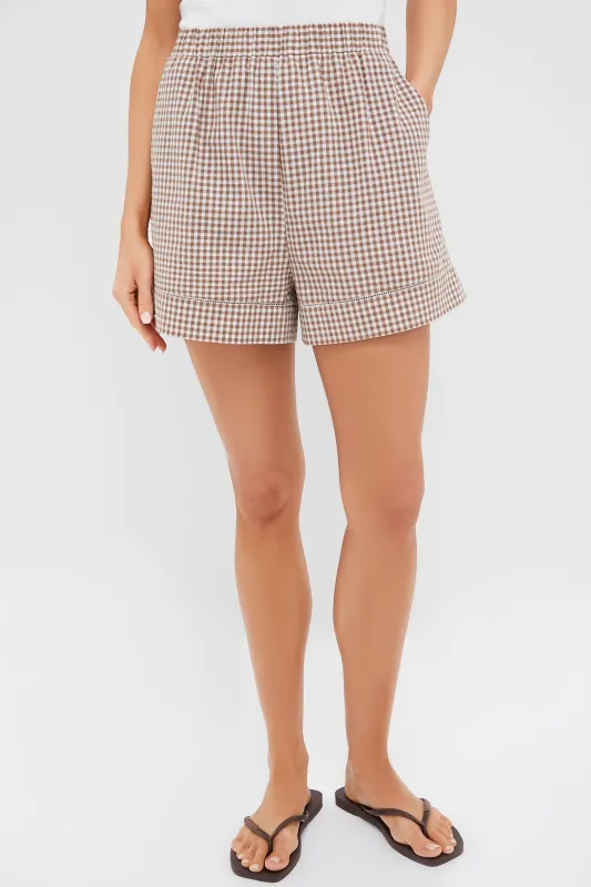 Mocha Cotton Gingham Augusta Shorts sold by Tuckernuck