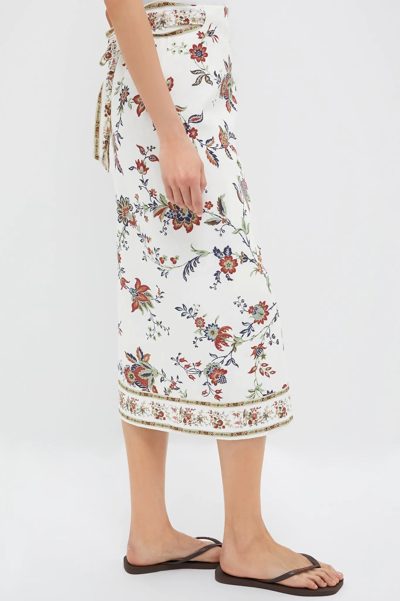 Terracotta Chintz Cotton Linen Margot Wrap Skirt sold by Tuckernuck product image thumbnail 4