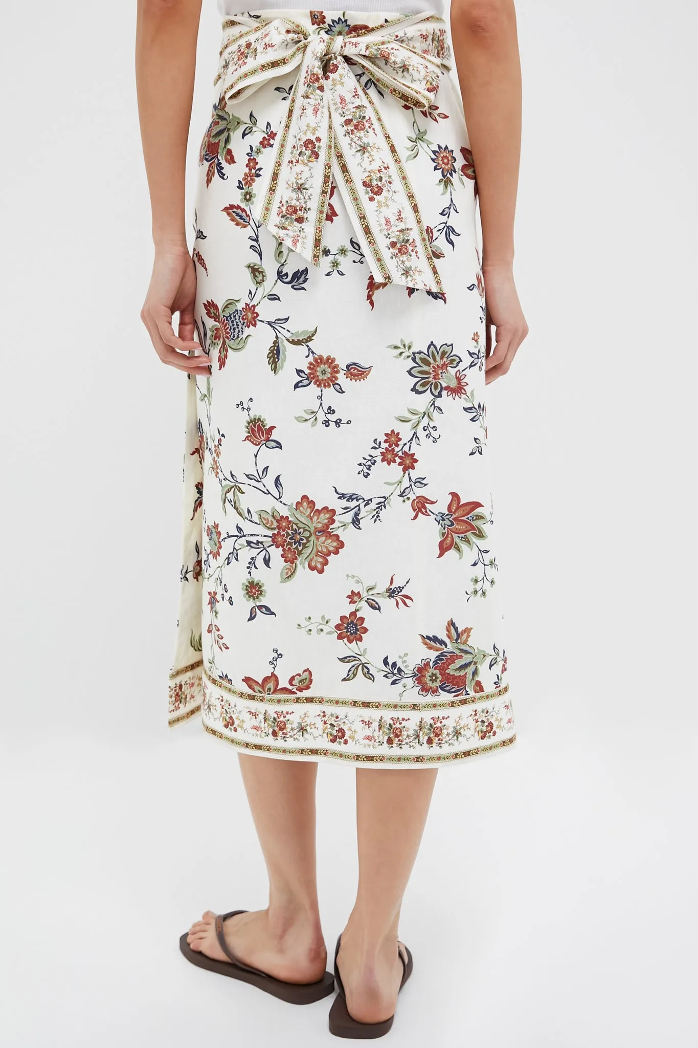 Terracotta Chintz Cotton Linen Margot Wrap Skirt sold by Tuckernuck product image thumbnail 5