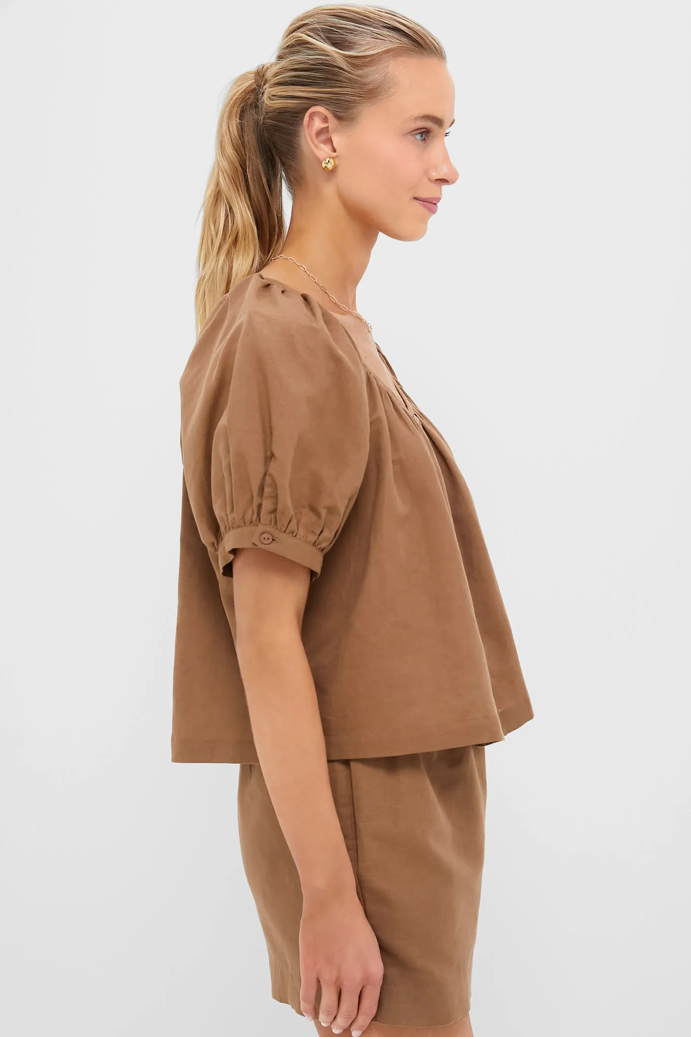 Mocha Cotton Linen Tully Top sold by Tuckernuck product image thumbnail 4