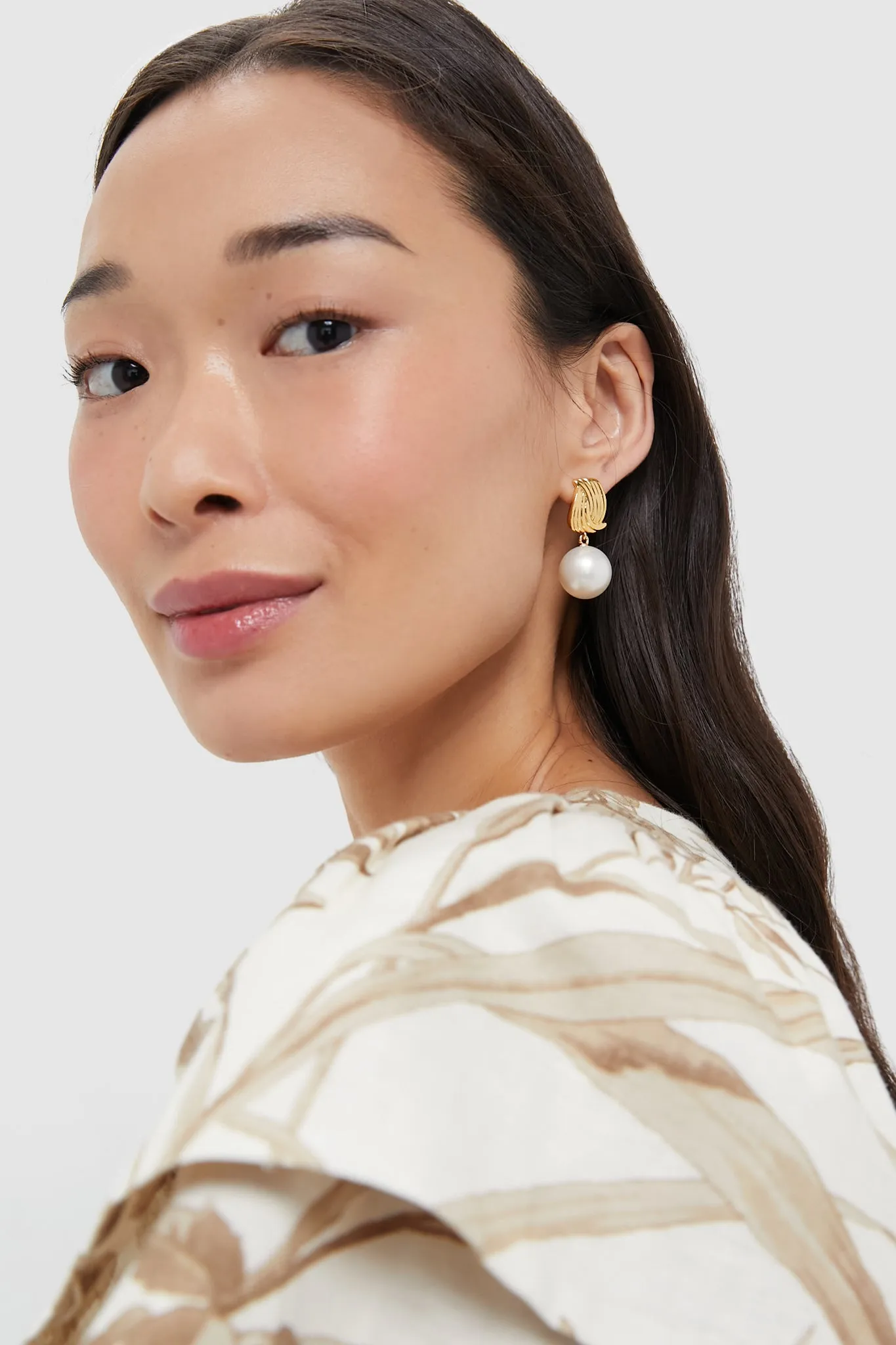 Gold and Pearl Catalina Earrings sold by Tuckernuck product image thumbnail 3