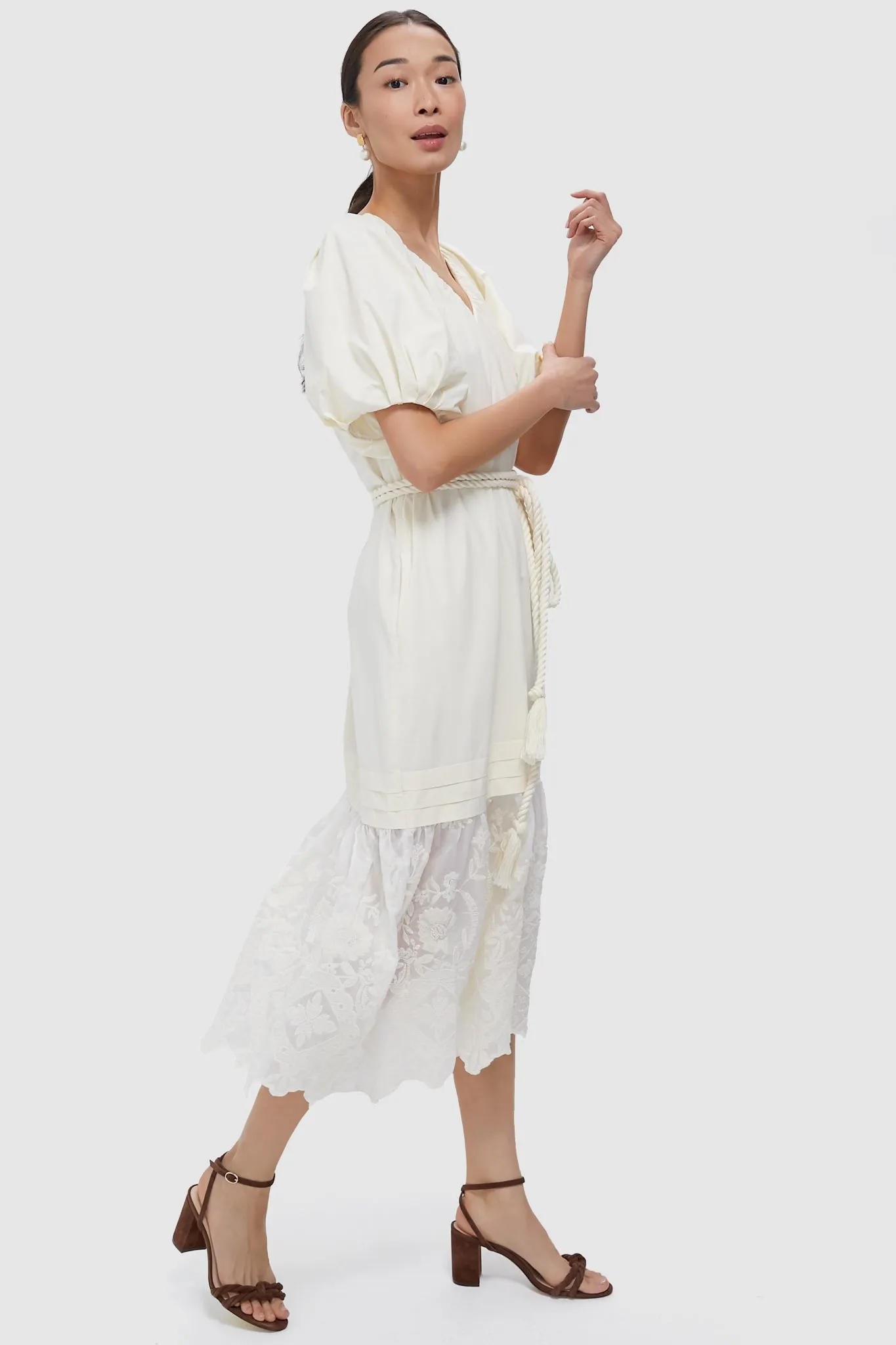 Cream Cotton Lace Juniper Dress sold by Tuckernuck product image thumbnail 4