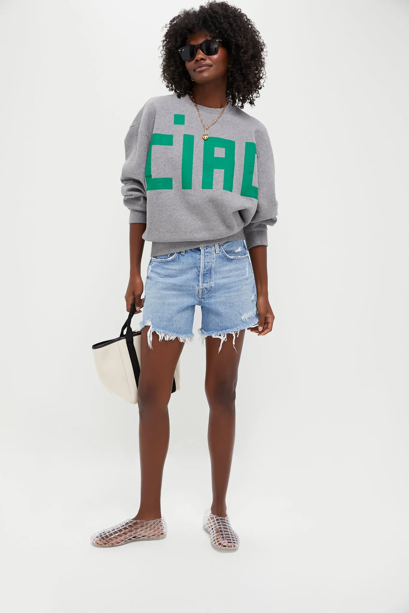 Grey Melange Oversized Sweatshirt sold by Tuckernuck product image thumbnail 2