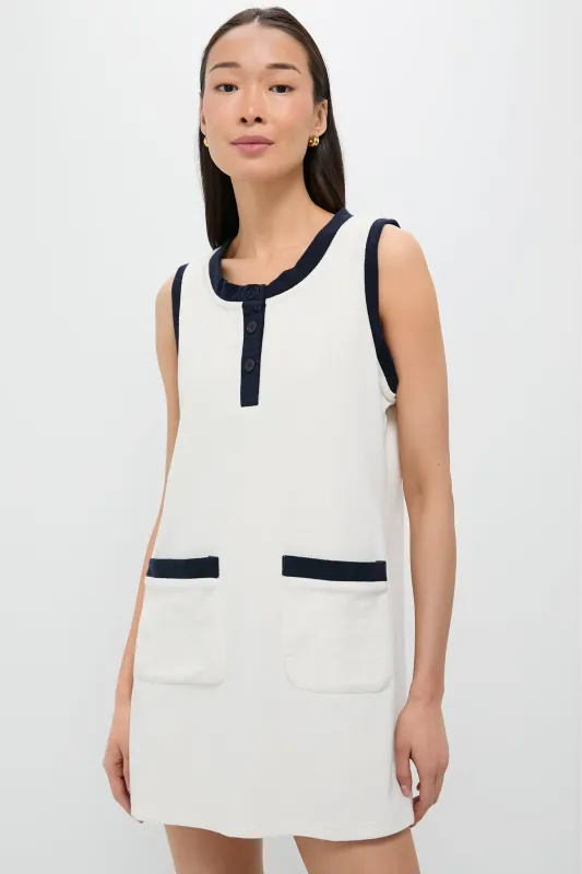 White and Navy Terrycloth Palermo Coverup sold by Tuckernuck