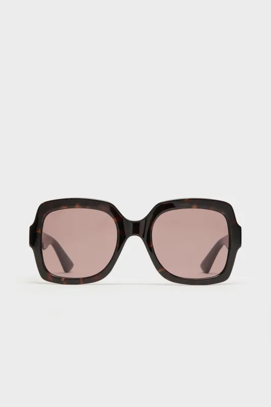 Havana Gucci Logo Squared Sunglasses sold by Tuckernuck