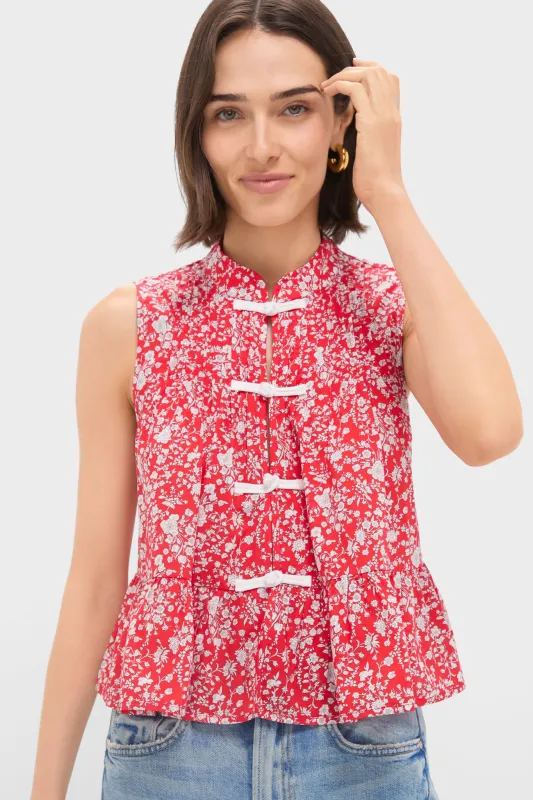 Red Lucille Liberty Print Knot Loop Tank Top sold by Tuckernuck