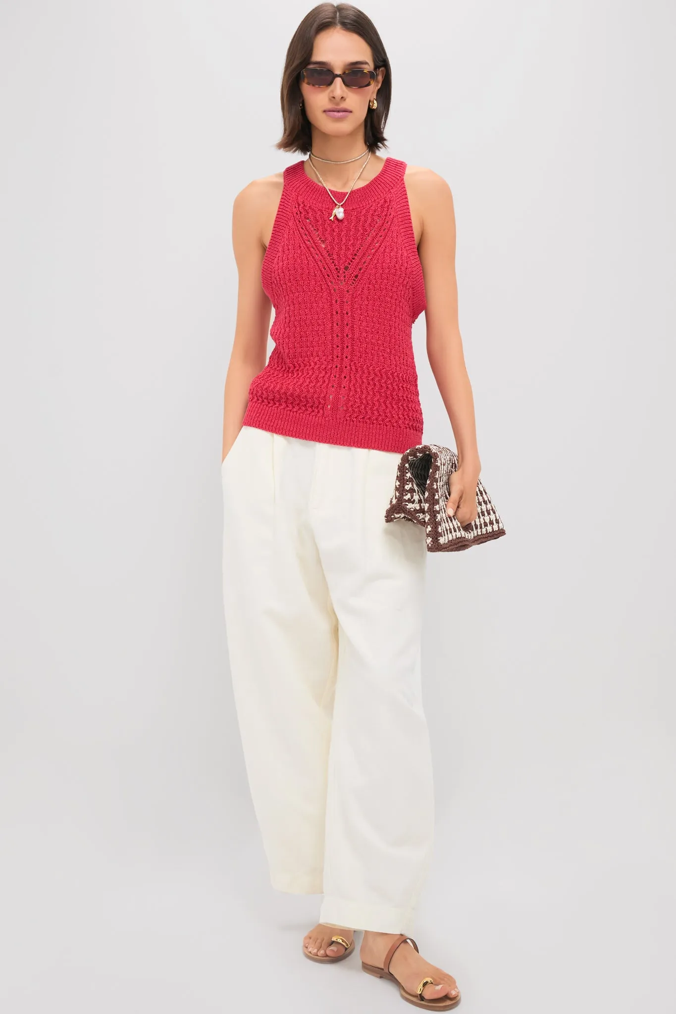 Red Jhayna Knit Crochet Halter Top sold by Tuckernuck product image thumbnail 2