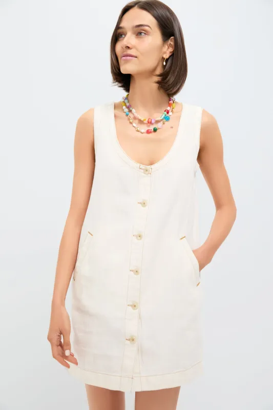 Whitecliff Wash Linen Denim Malibu Mini Dress made by Faherty