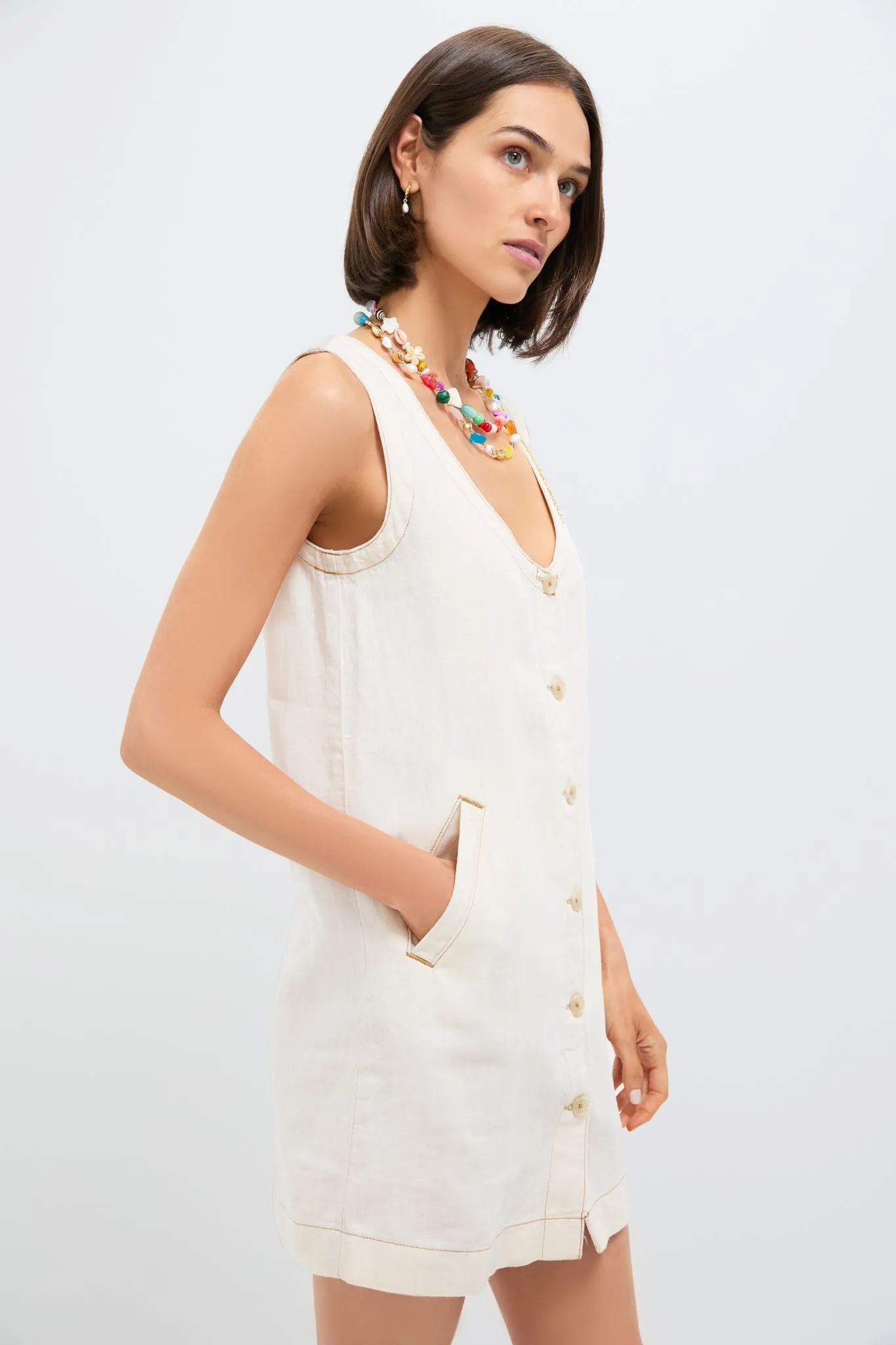 Whitecliff Wash Linen Denim Malibu Mini Dress sold by Tuckernuck product image thumbnail 3